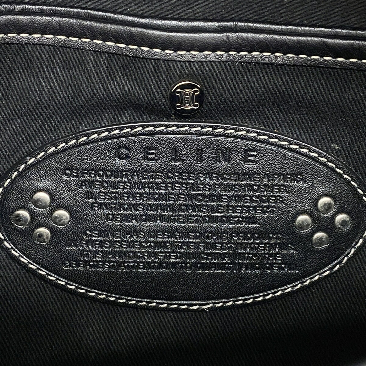 Celine Black Gray Nylon Canvas Handbag (Pre-Owned)