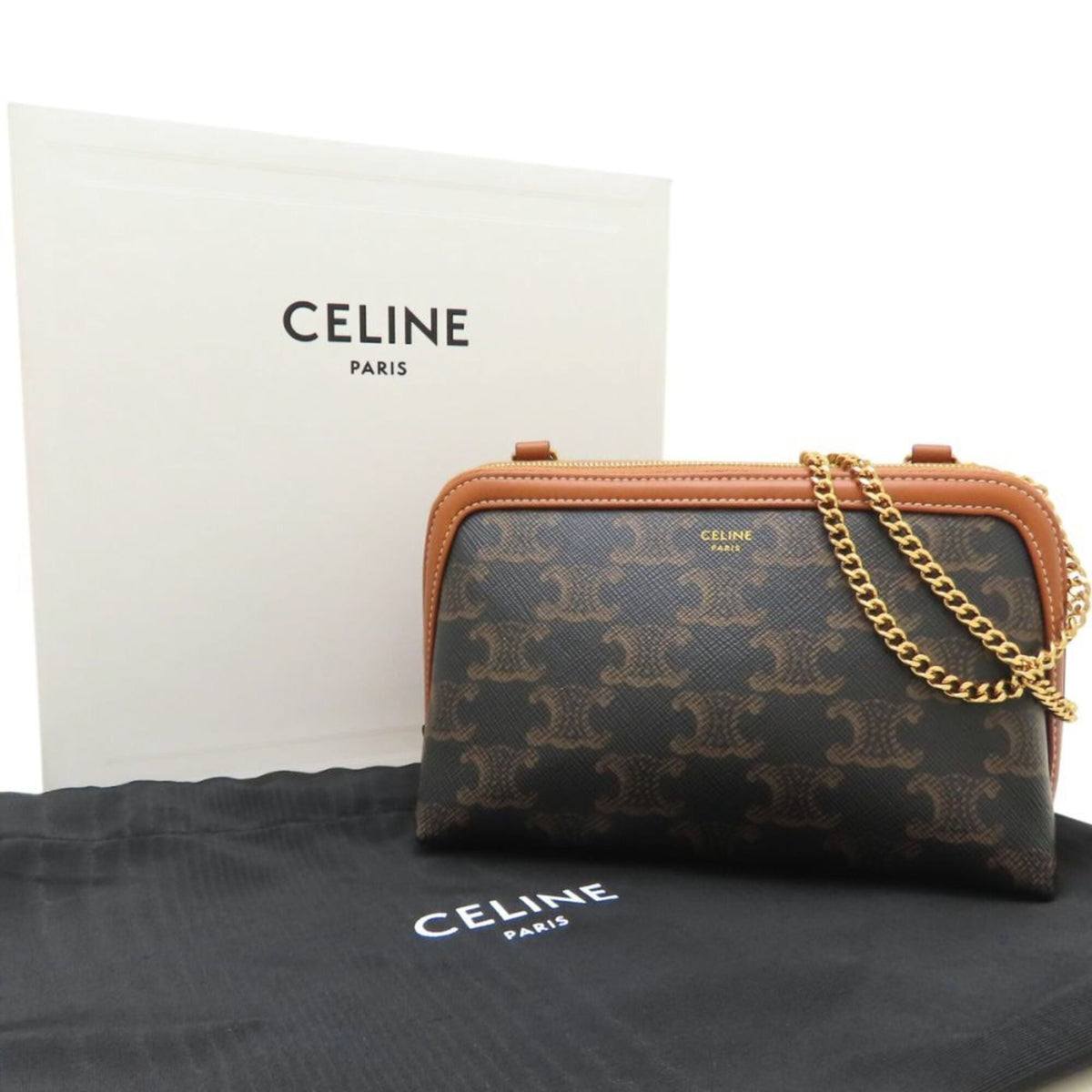 Celine Brown Coated Canvas Shoulder Bag (Pre-Owned)