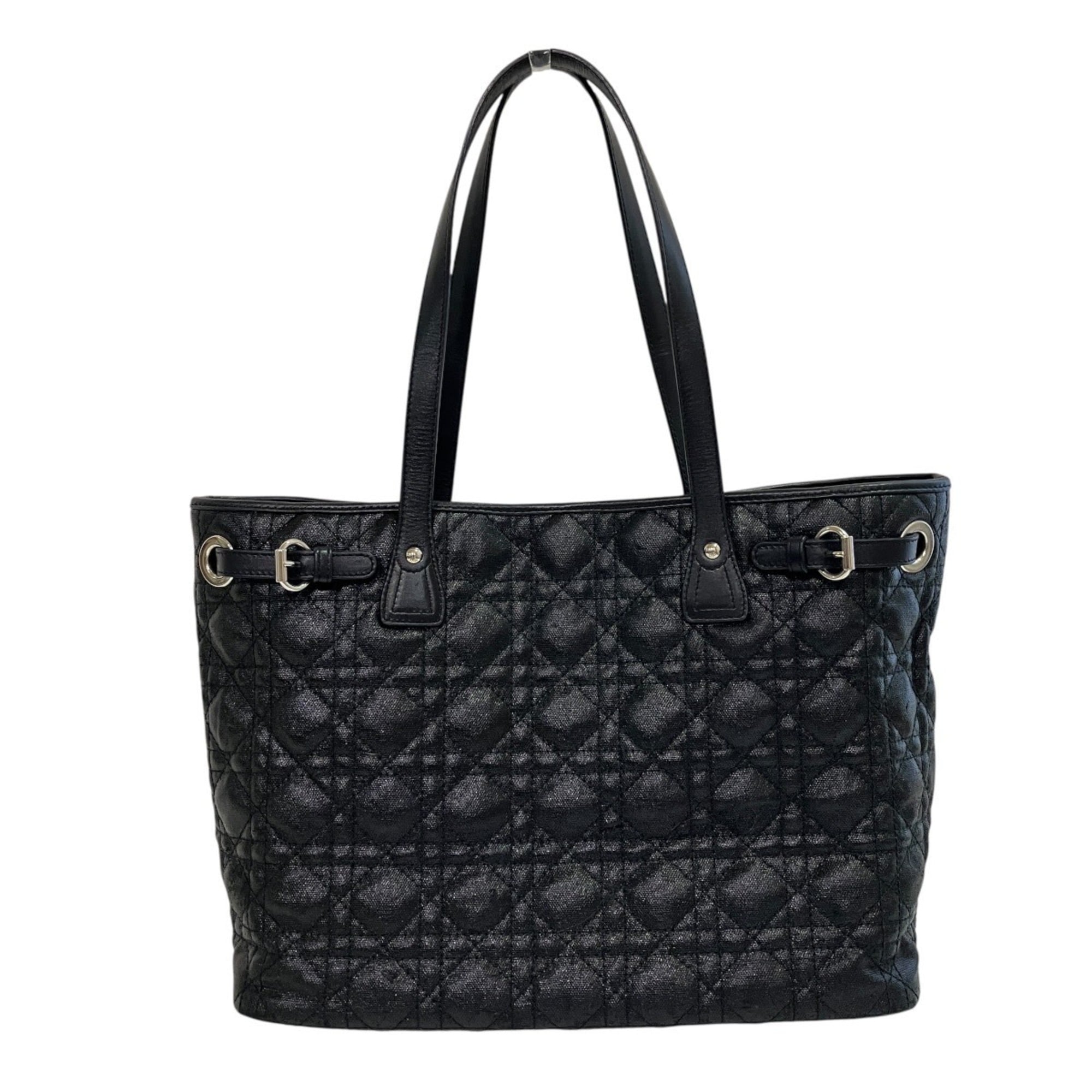 Christian Dior Black Canvas Leather Tote Bag (Pre-Owned)