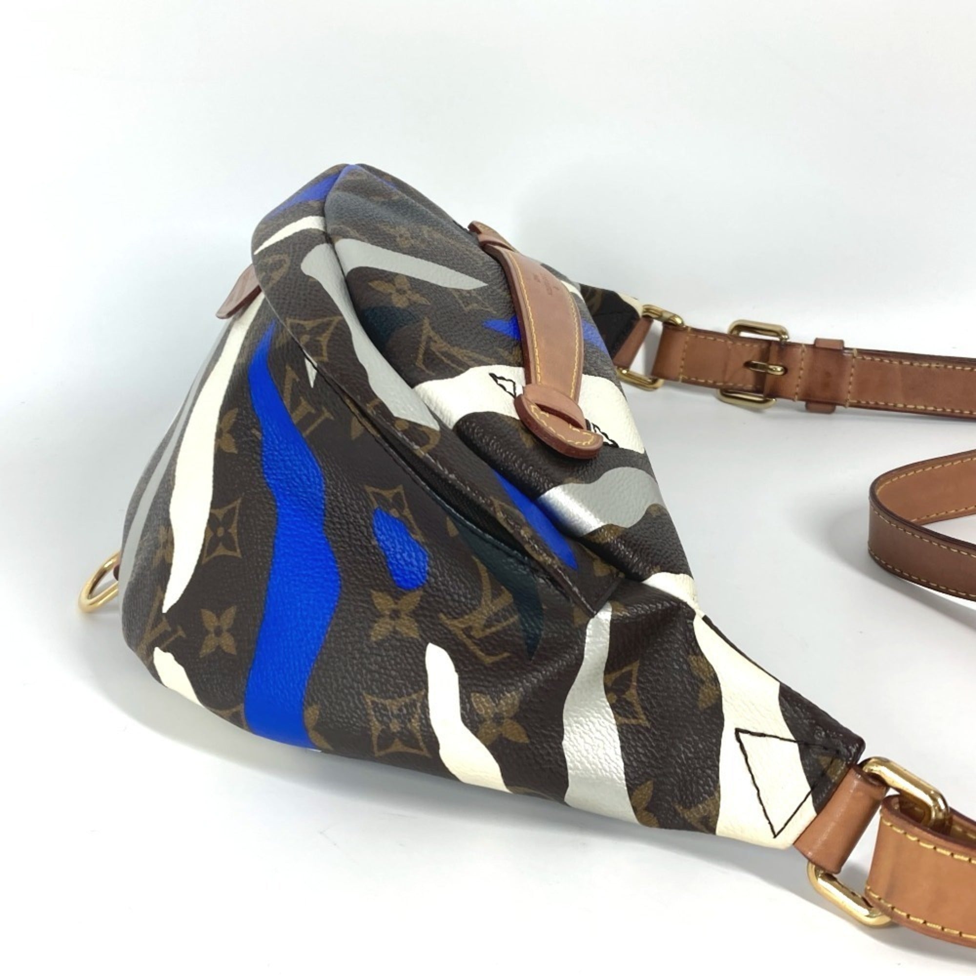 Louis Vuitton Blue Brown White Monogram Sling Bag (Pre-Owned)