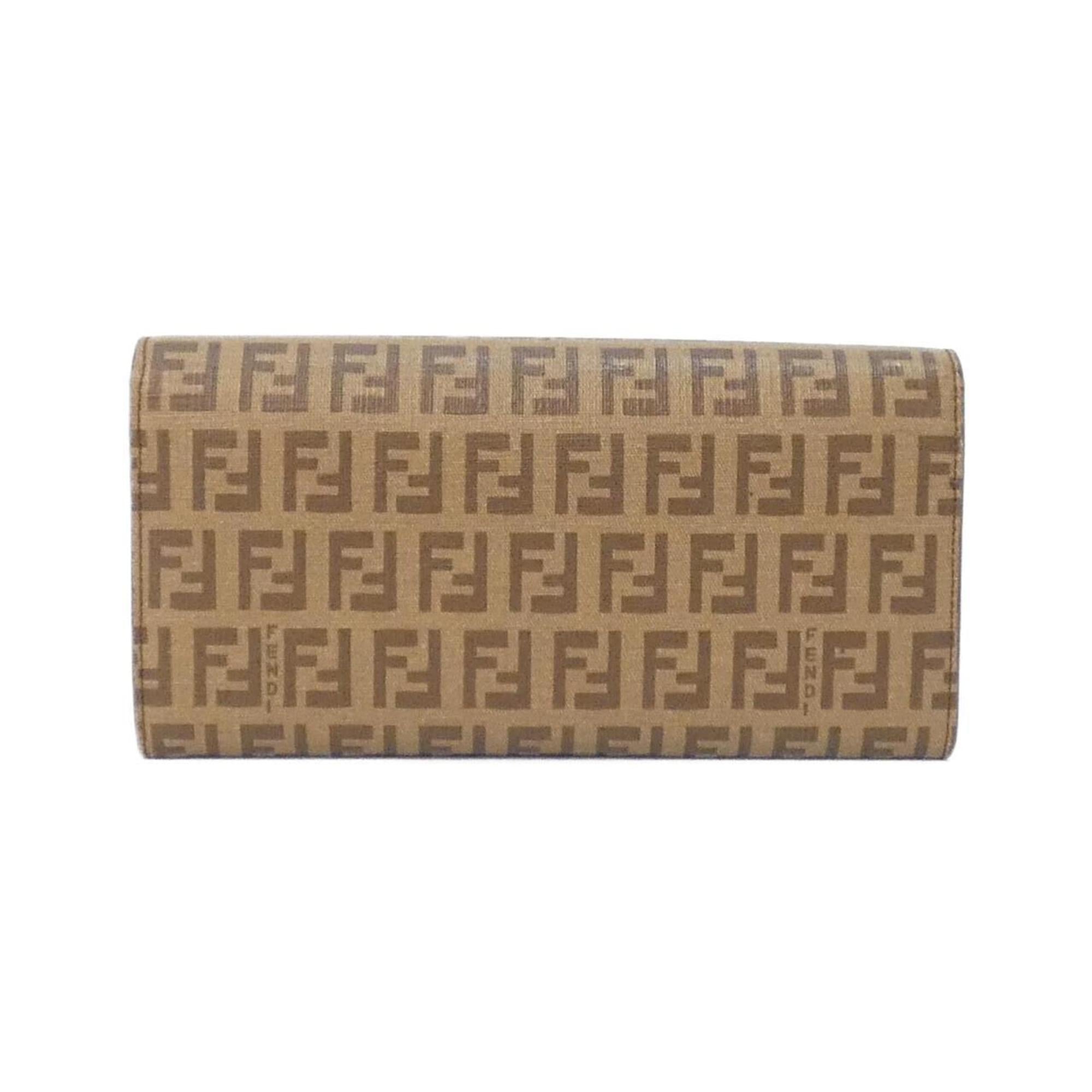 Fendi Beige Brown Coated Canvas Long Wallet (Bi-Fold) (Pre-Owned)
