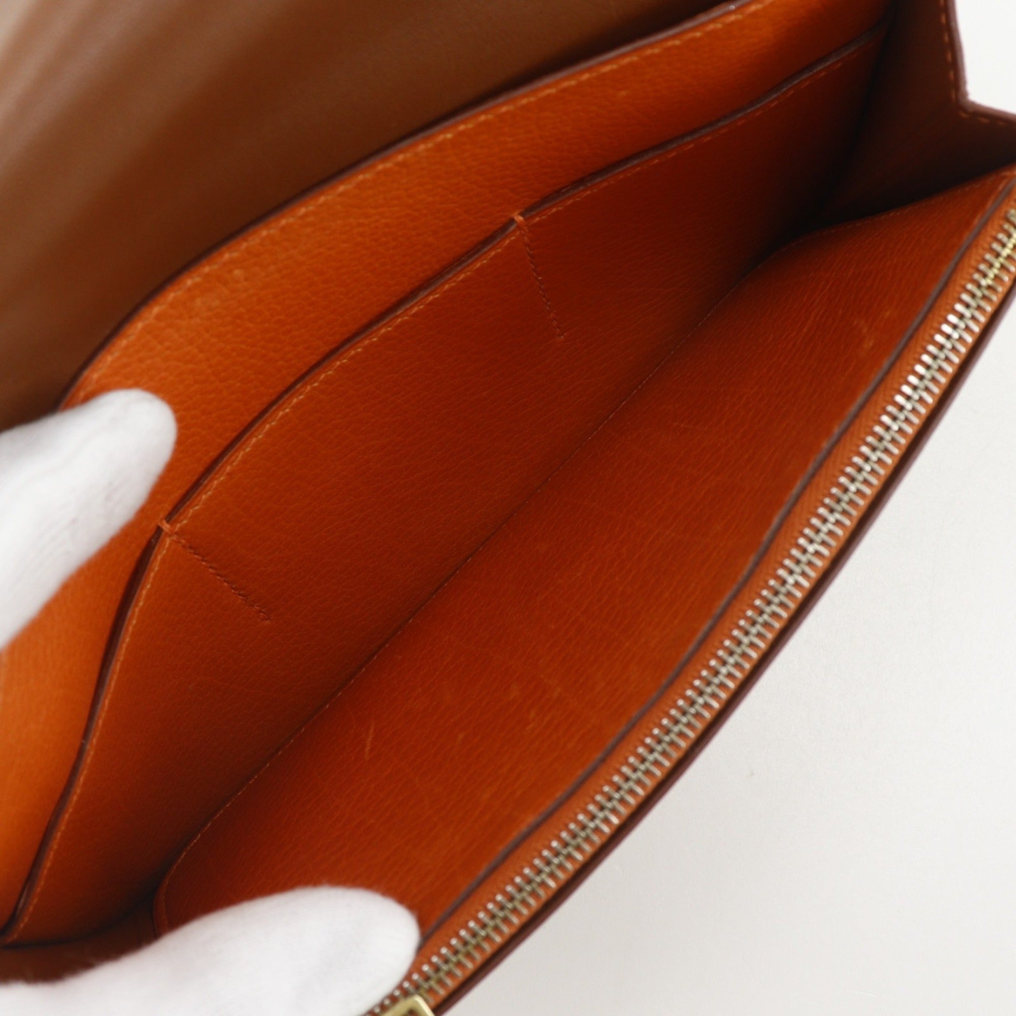 Hermes Brown Togo Leather Long Wallet (Bi-Fold) (Pre-Owned)