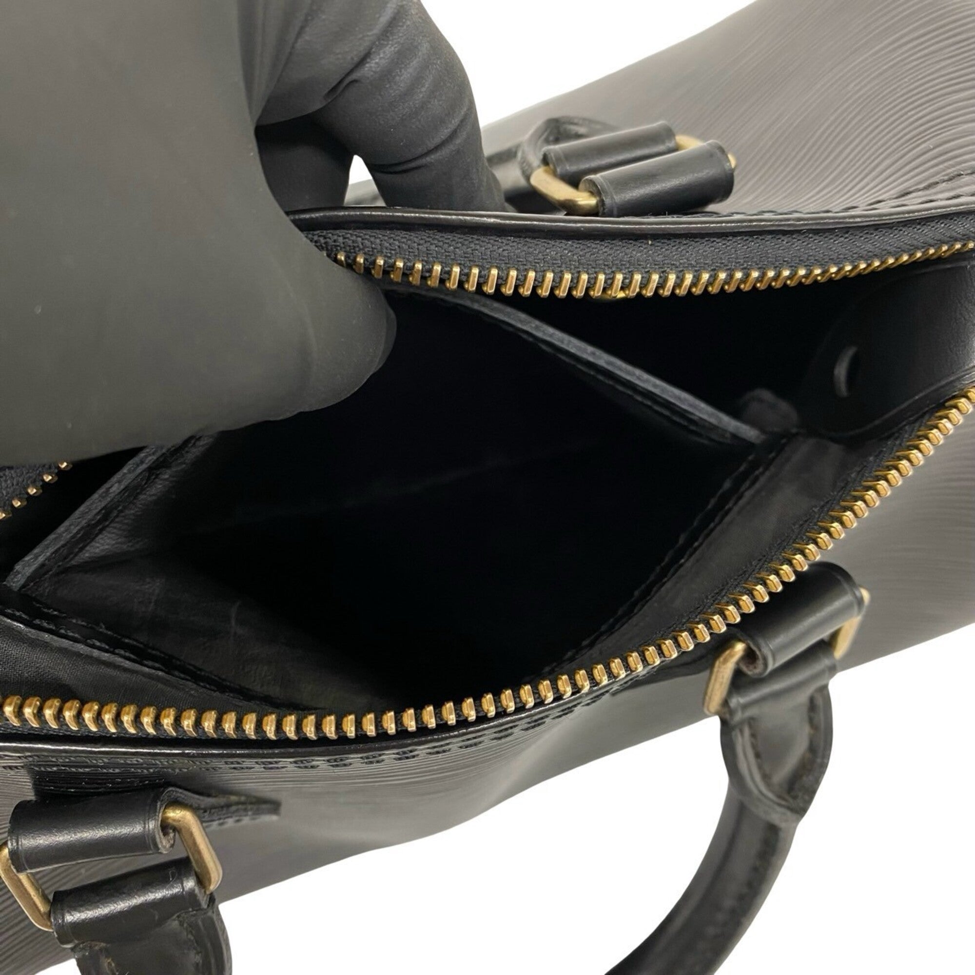 Louis Vuitton Black Leather Boston Bag Handbag (Pre-Owned)