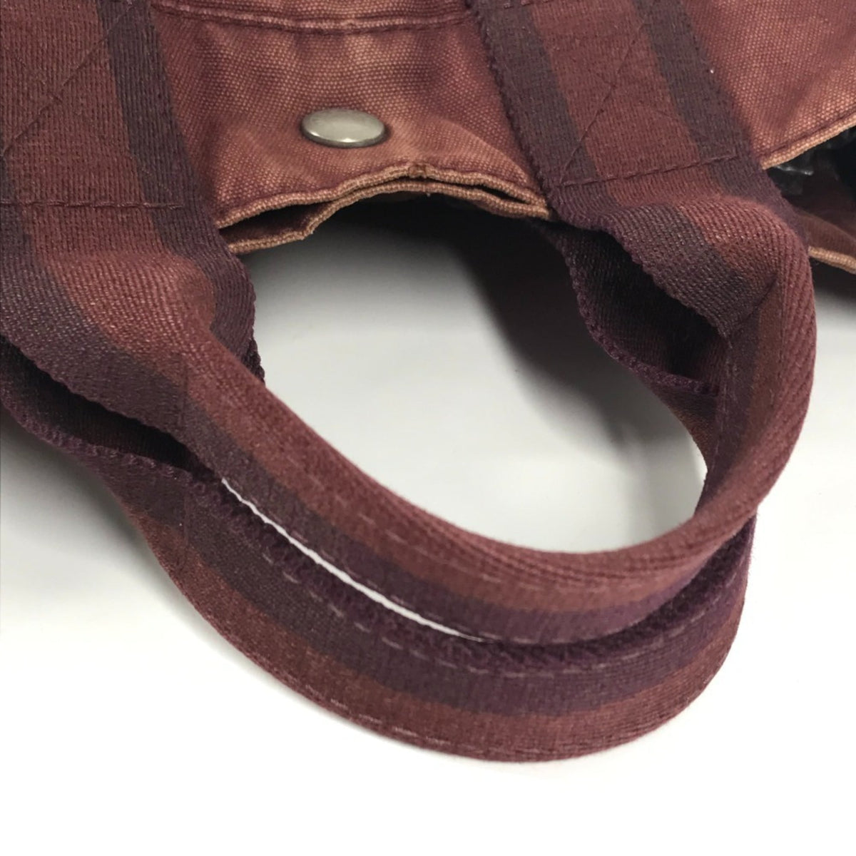 Hermes Red Color Wine Canvas Leather Handbag Tote Bag (Pre-Owned)