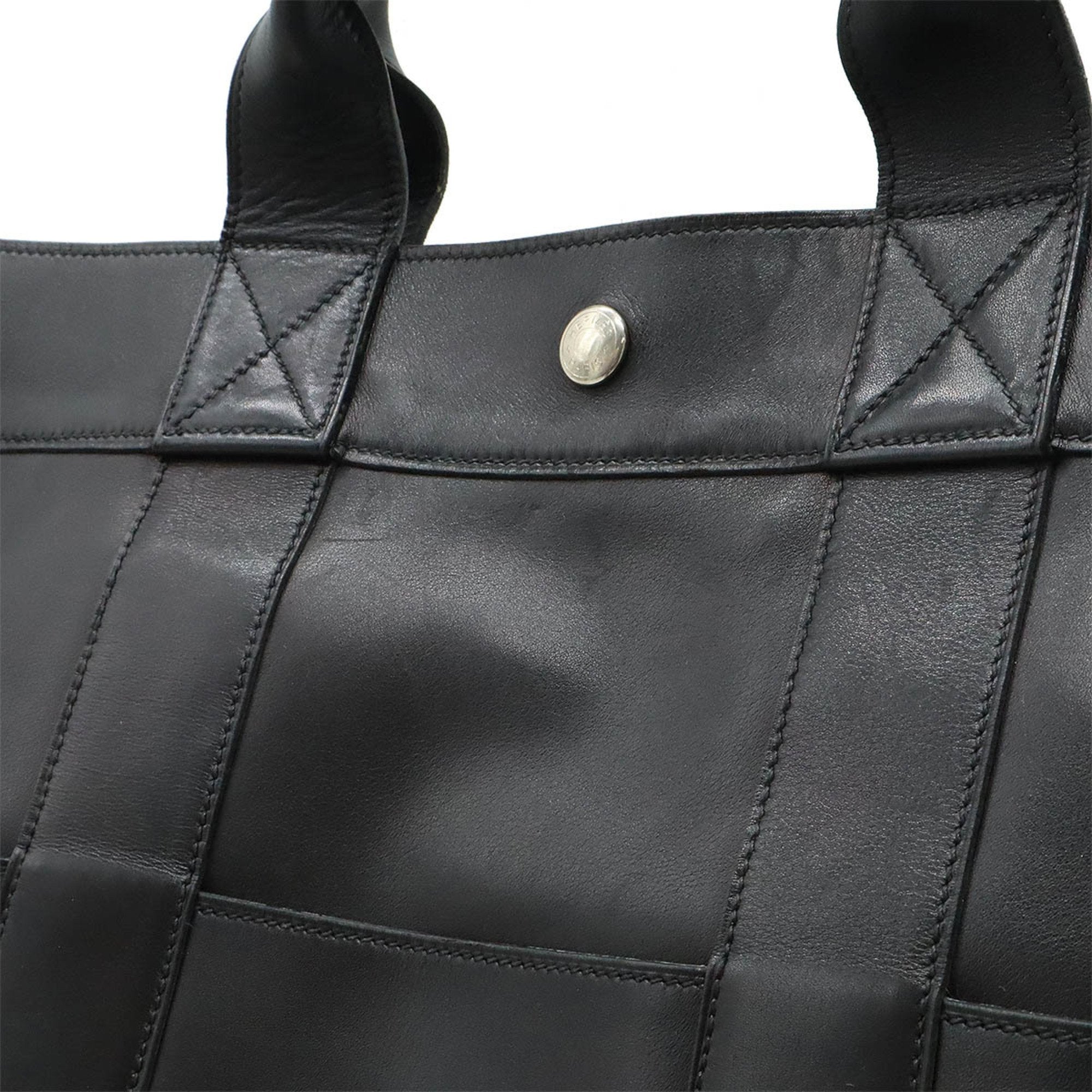 Hermes Fourre Tout Black Leather Handbag Tote Bag (Pre-Owned)