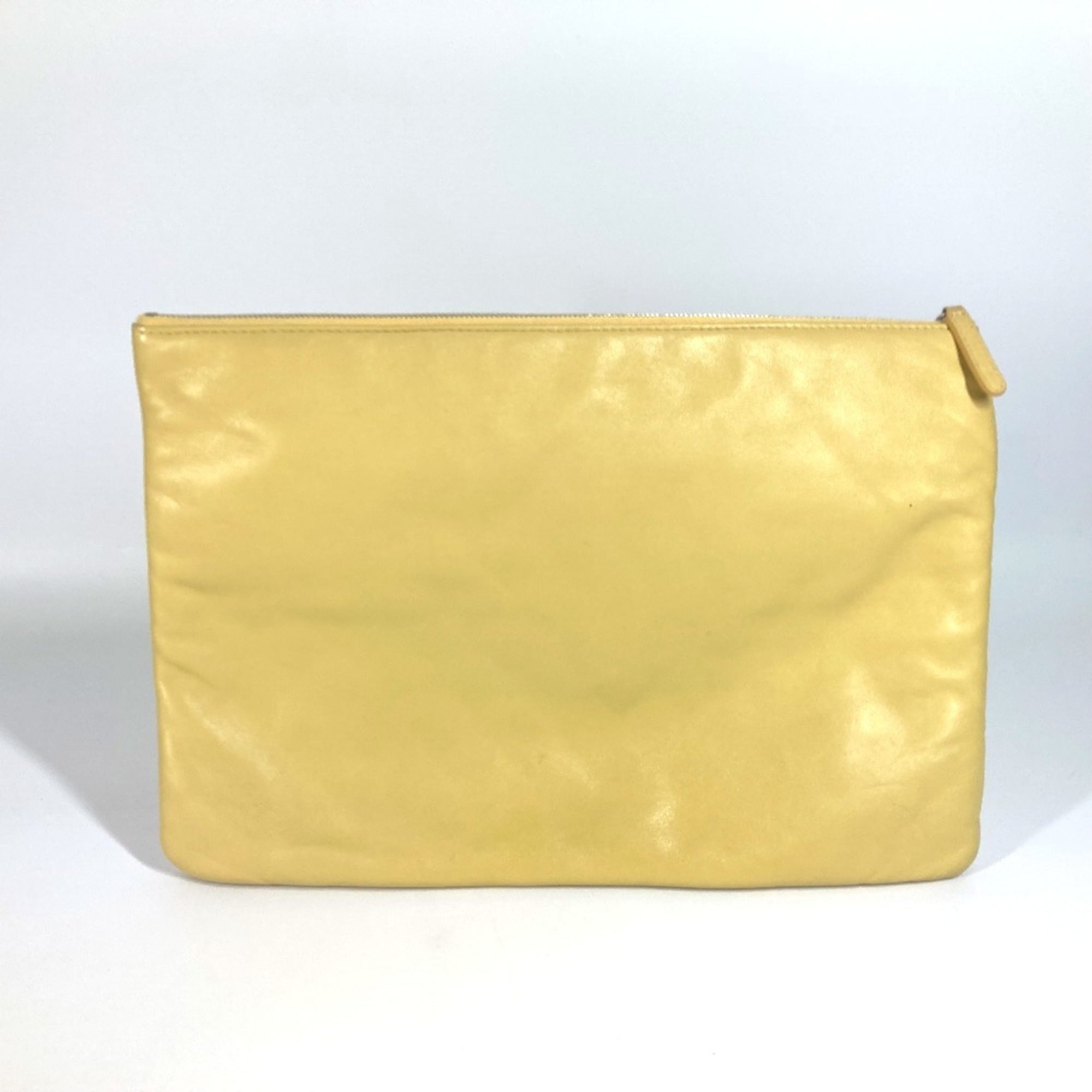 Chanel Black Yellow Leather Clutch Bag Pouch (Pre-Owned)