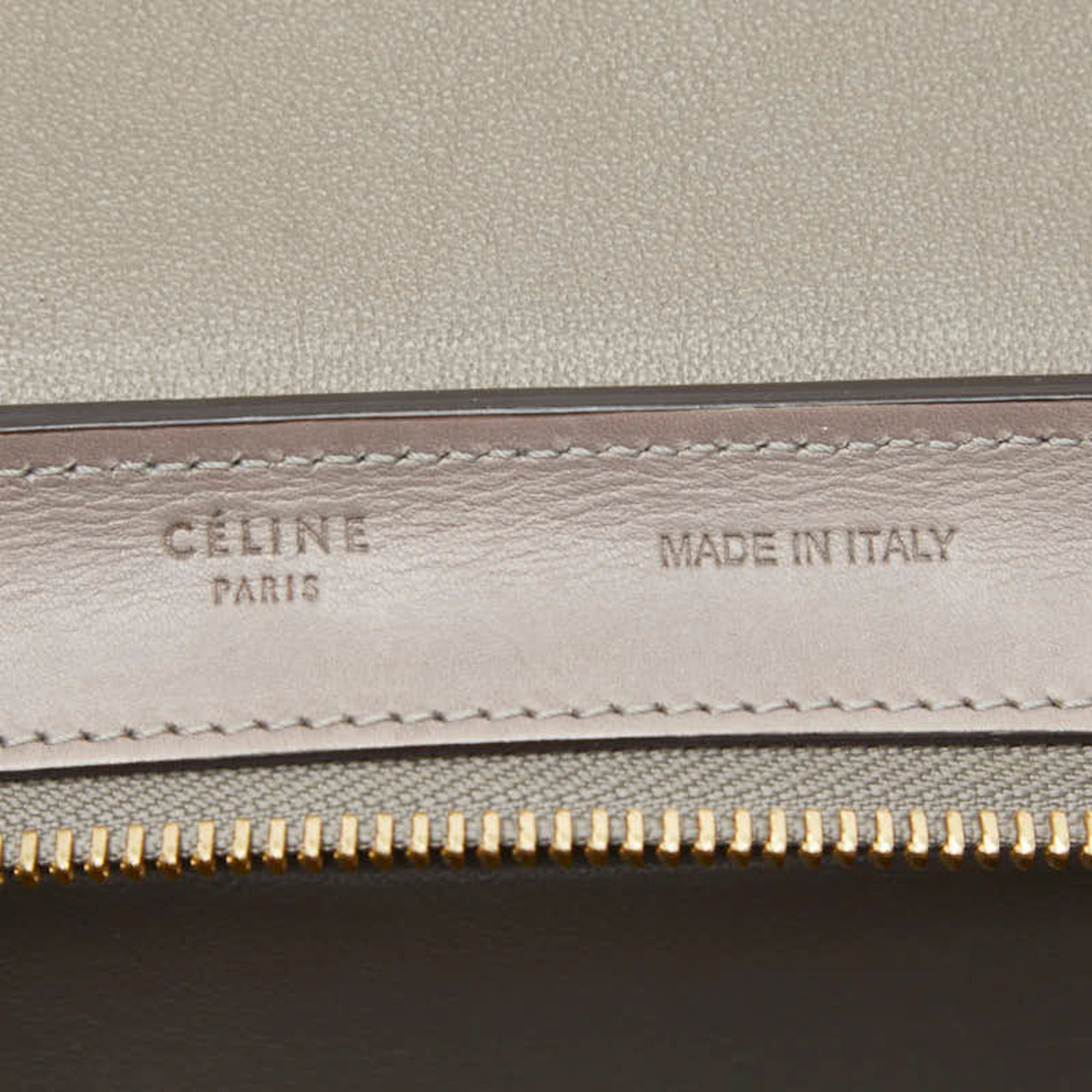 Celine Beige Black Gray Leather Handbag Shoulder Bag (Pre-Owned)