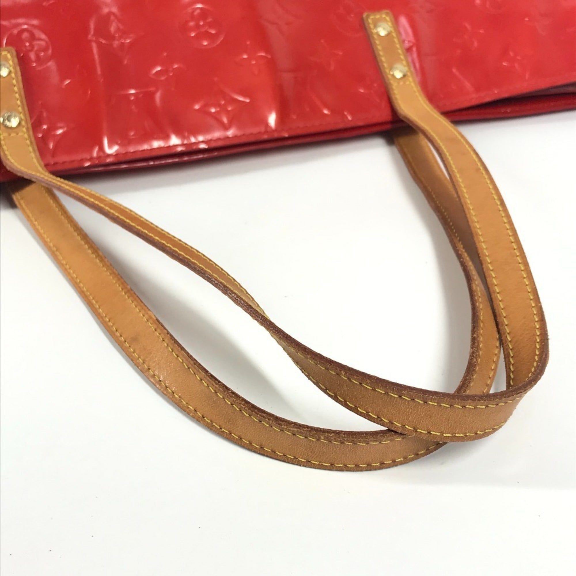 Louis Vuitton Red Color Rouge Monogram Vernis Canvas Boston Bag Shoulder Bag Tote Bag (Pre-Owned)