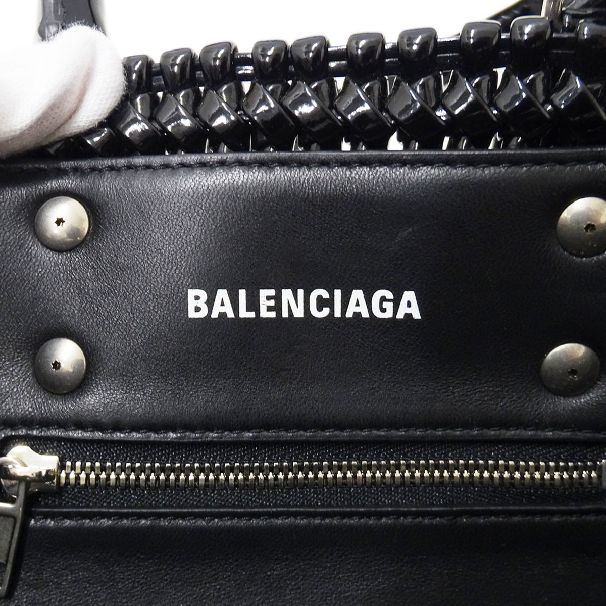 Balenciaga Black Leather Basket Handbag Shoulder Bag (Pre-Owned)
