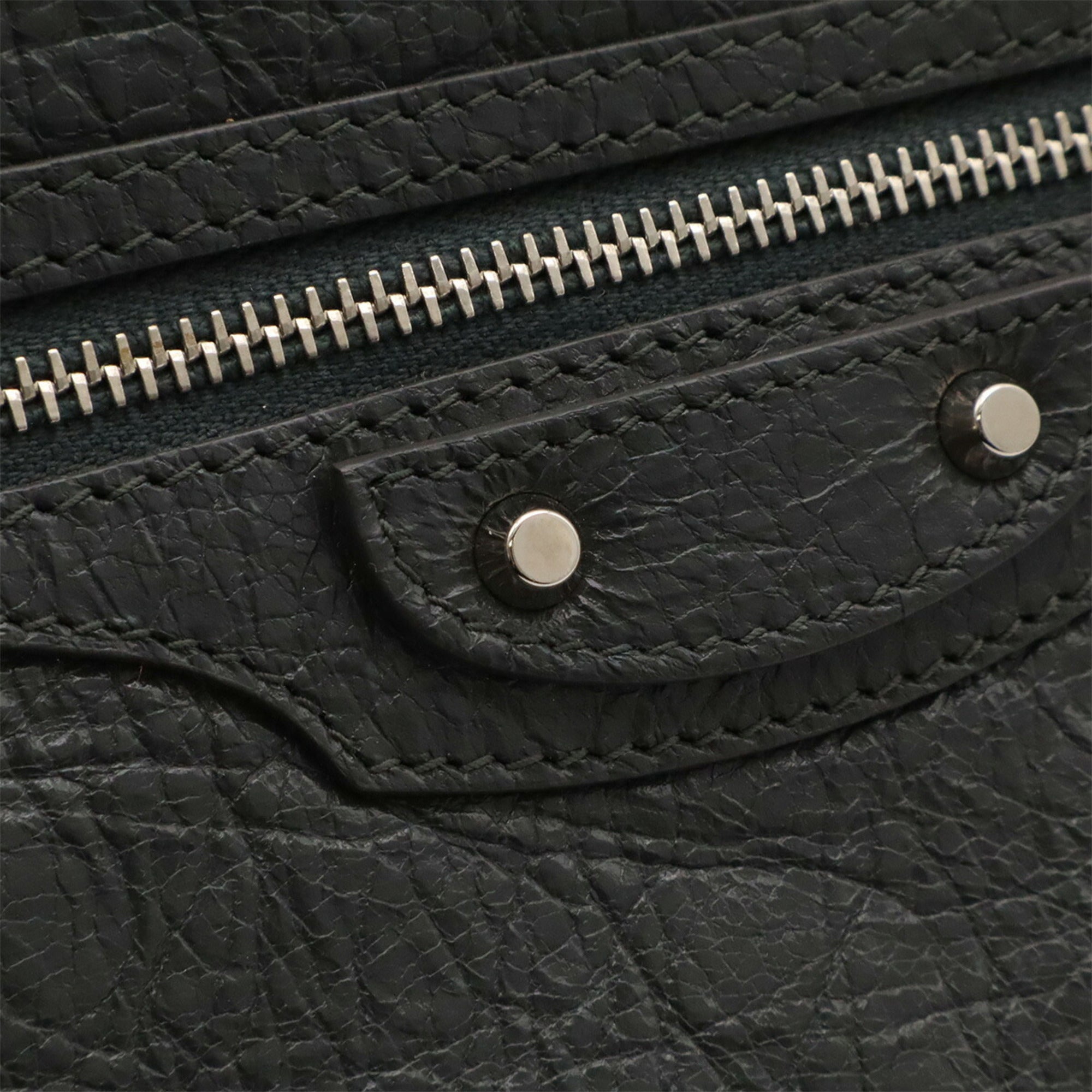Balenciaga Dark Gray Leather Handbag Pouch (Pre-Owned)