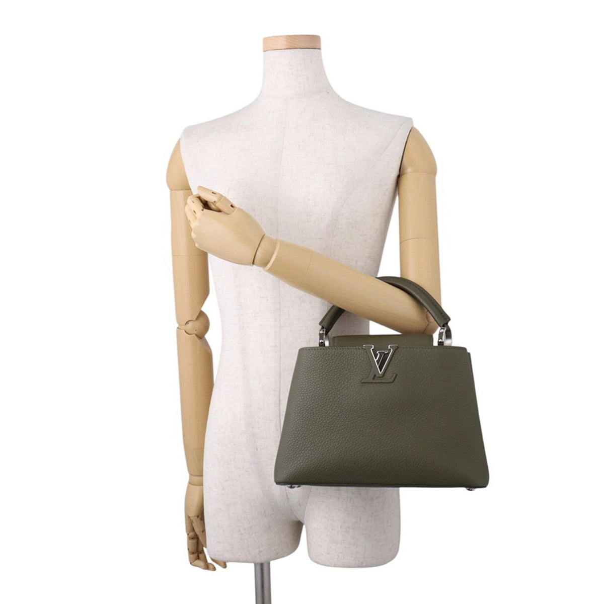 Louis Vuitton Green Khaki Leather Handbag Shoulder Bag (Pre-Owned)