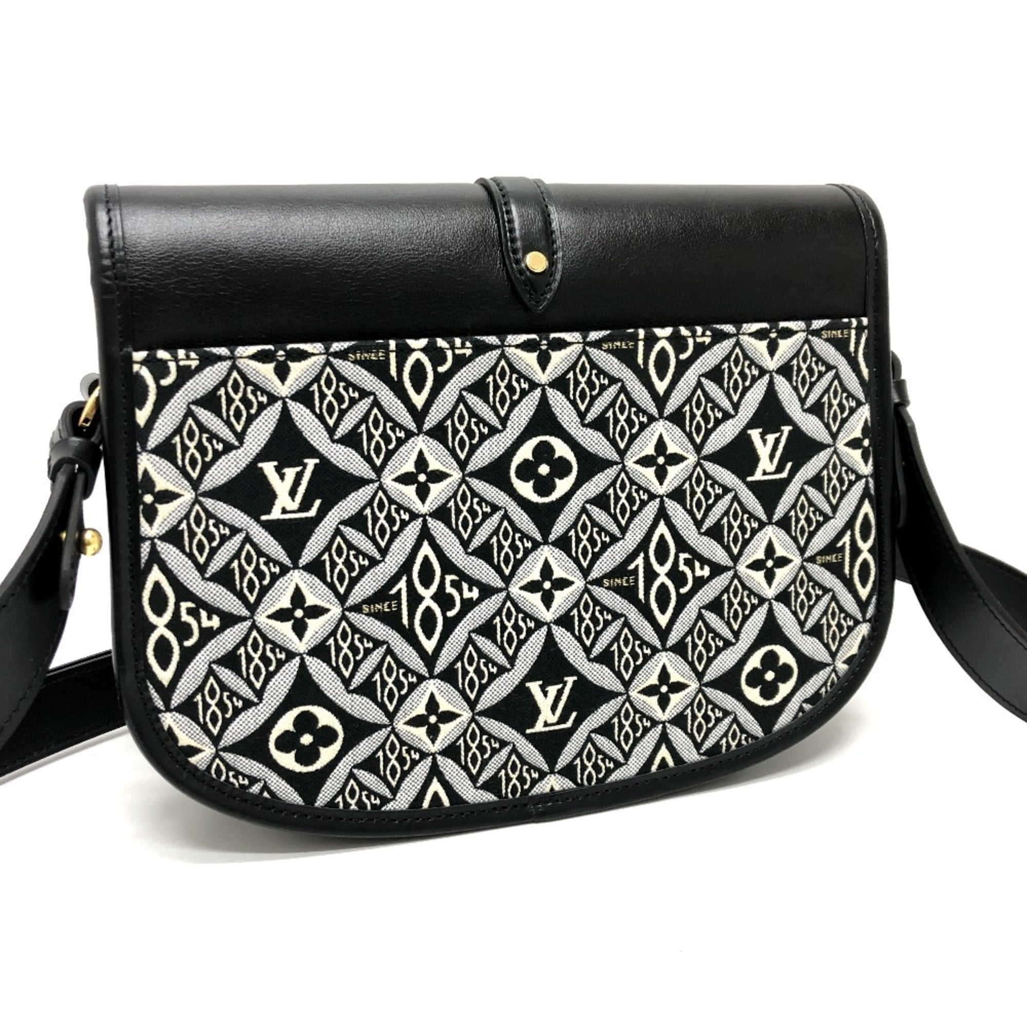 Louis Vuitton Black Navy Canvas Leather Shoulder Bag (Pre-Owned)