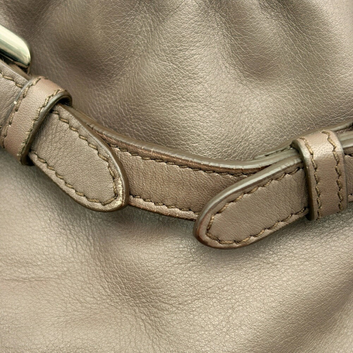 Prada Dark Gray Grayish Leather Tote Bag (Pre-Owned)