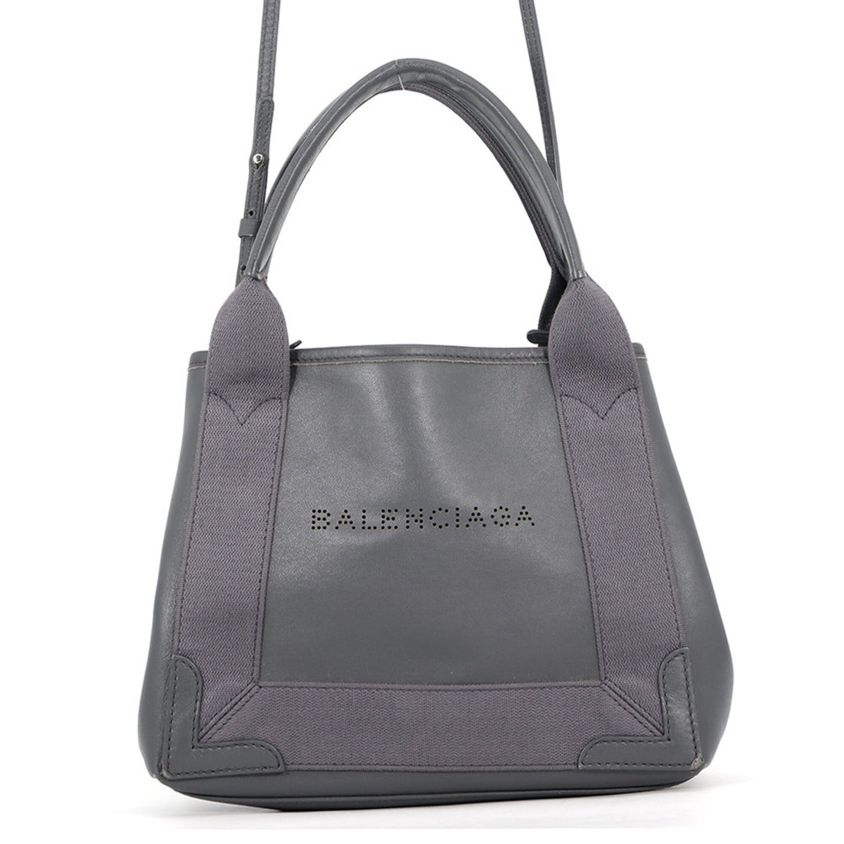 Balenciaga Gray Leather Canvas Handbag (Pre-Owned)