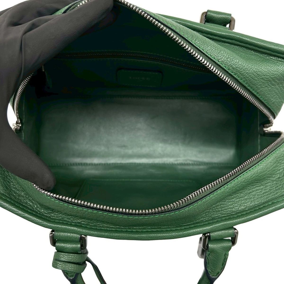 Loewe Green Leather Boston Bag Handbag (Pre-Owned)