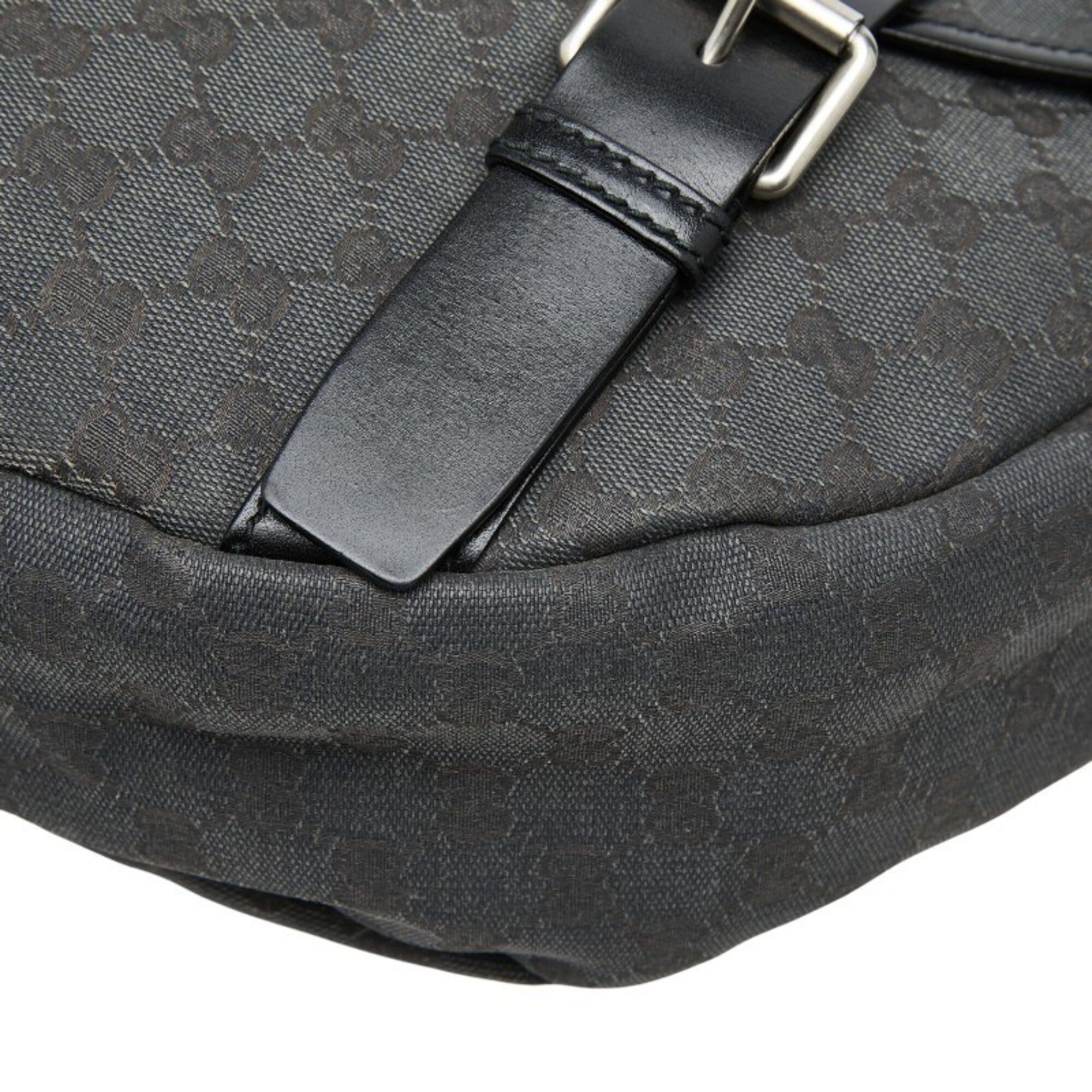 Gucci Black Canvas Leather Messenger Bag Shoulder Bag (Pre-Owned)