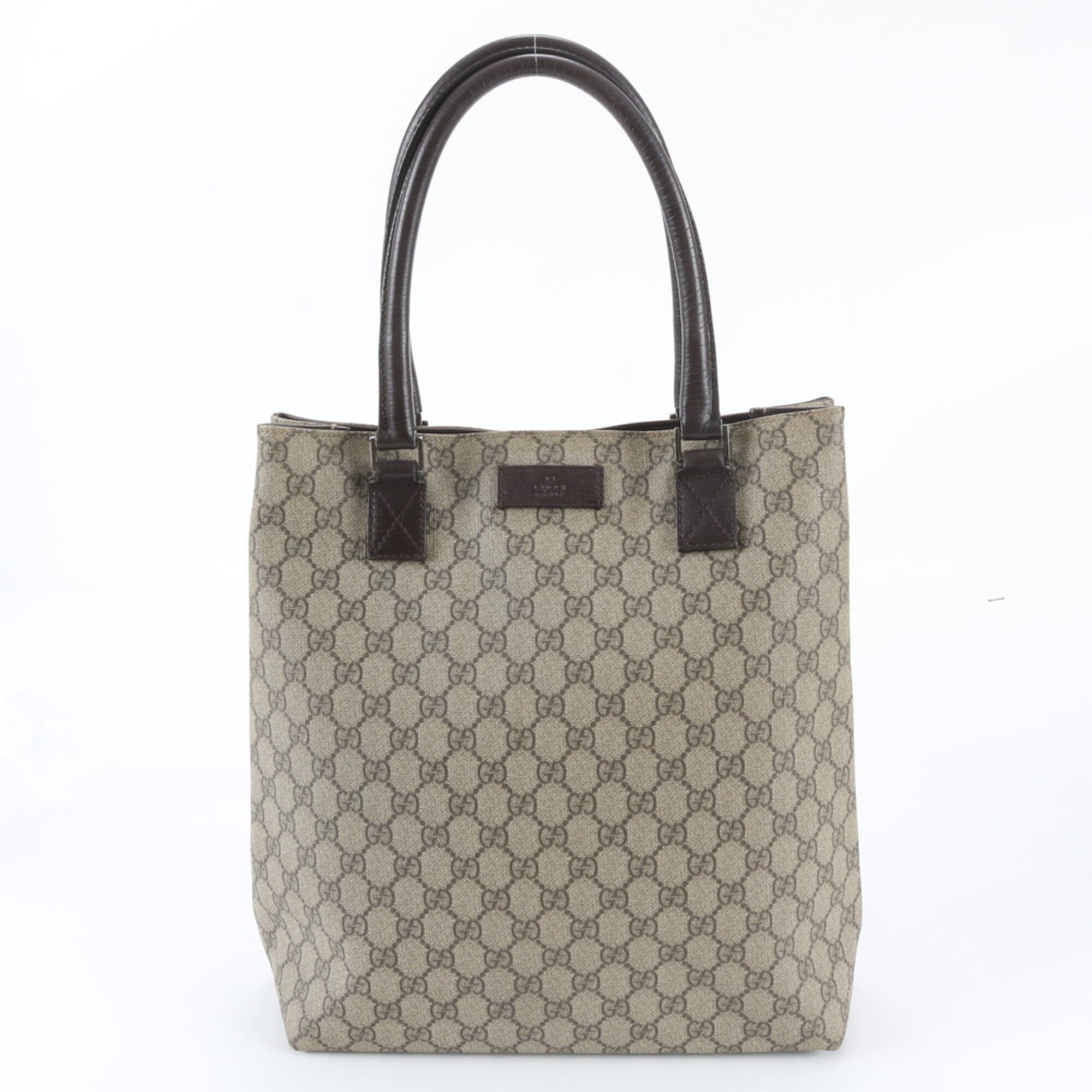 Gucci Beige Leather Coated Canvas Shoulder Bag Tote Bag (Pre-Owned)