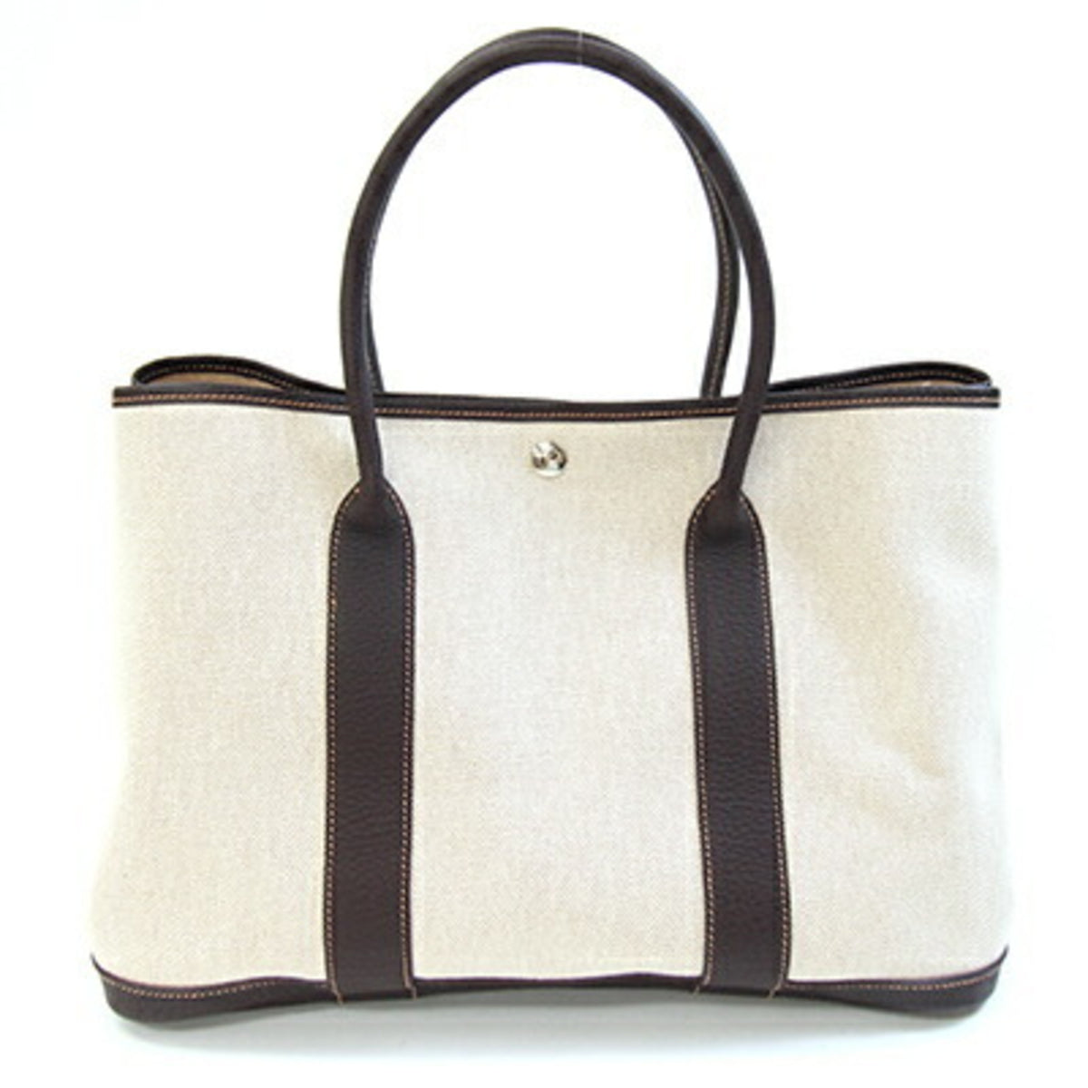 Hermes Brown Marron Yellow Toile H Leather Handbag Tote Bag (Pre-Owned)