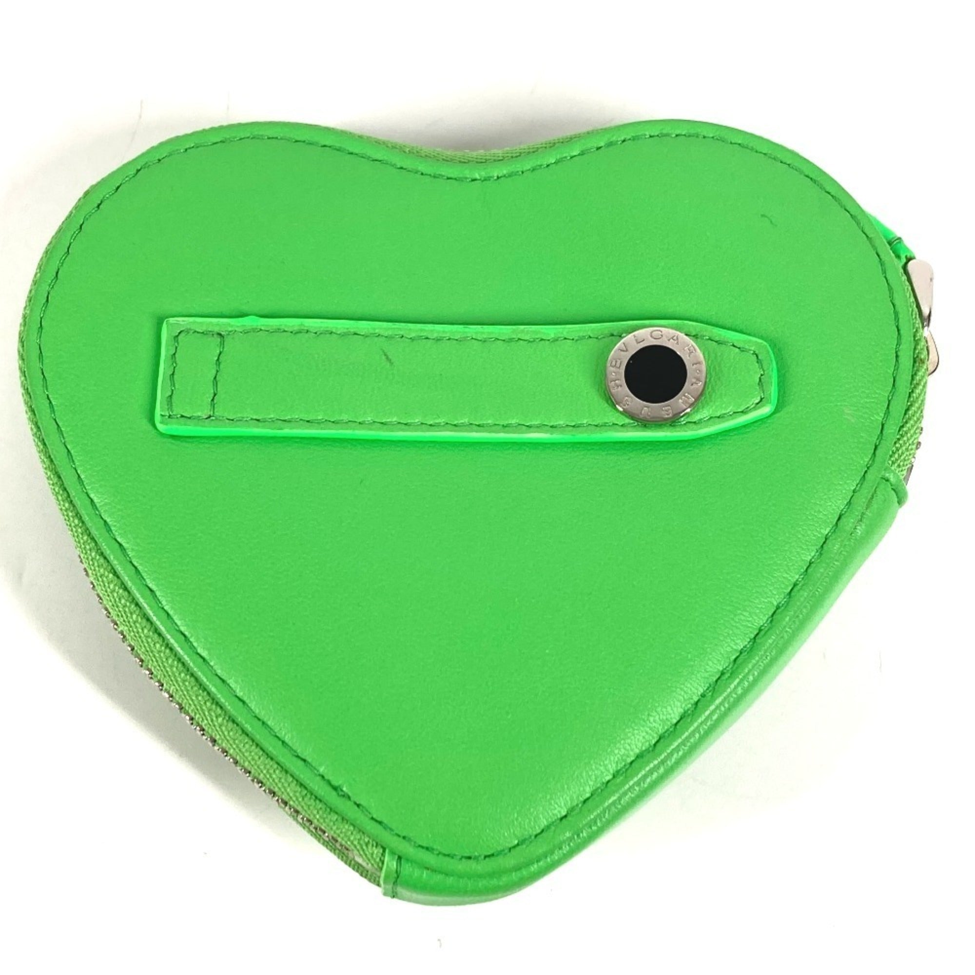 Bvlgari Green Leather Coin Purse/Coin Case (Pre-Owned)