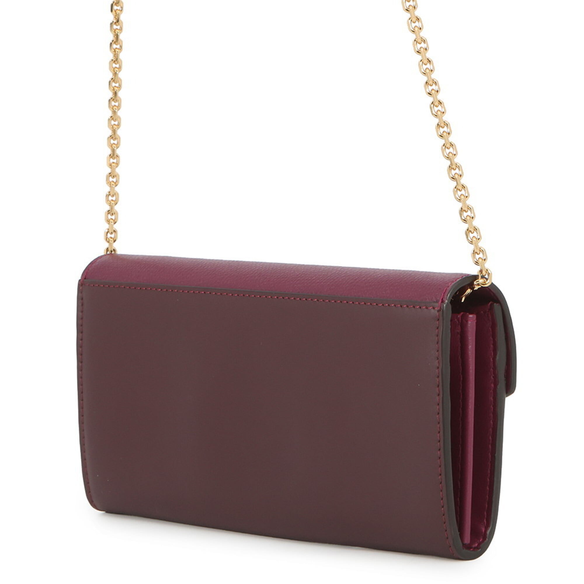 Fendi Bordeaux Purple Leather Chain/Shoulder Wallet (Pre-Owned)