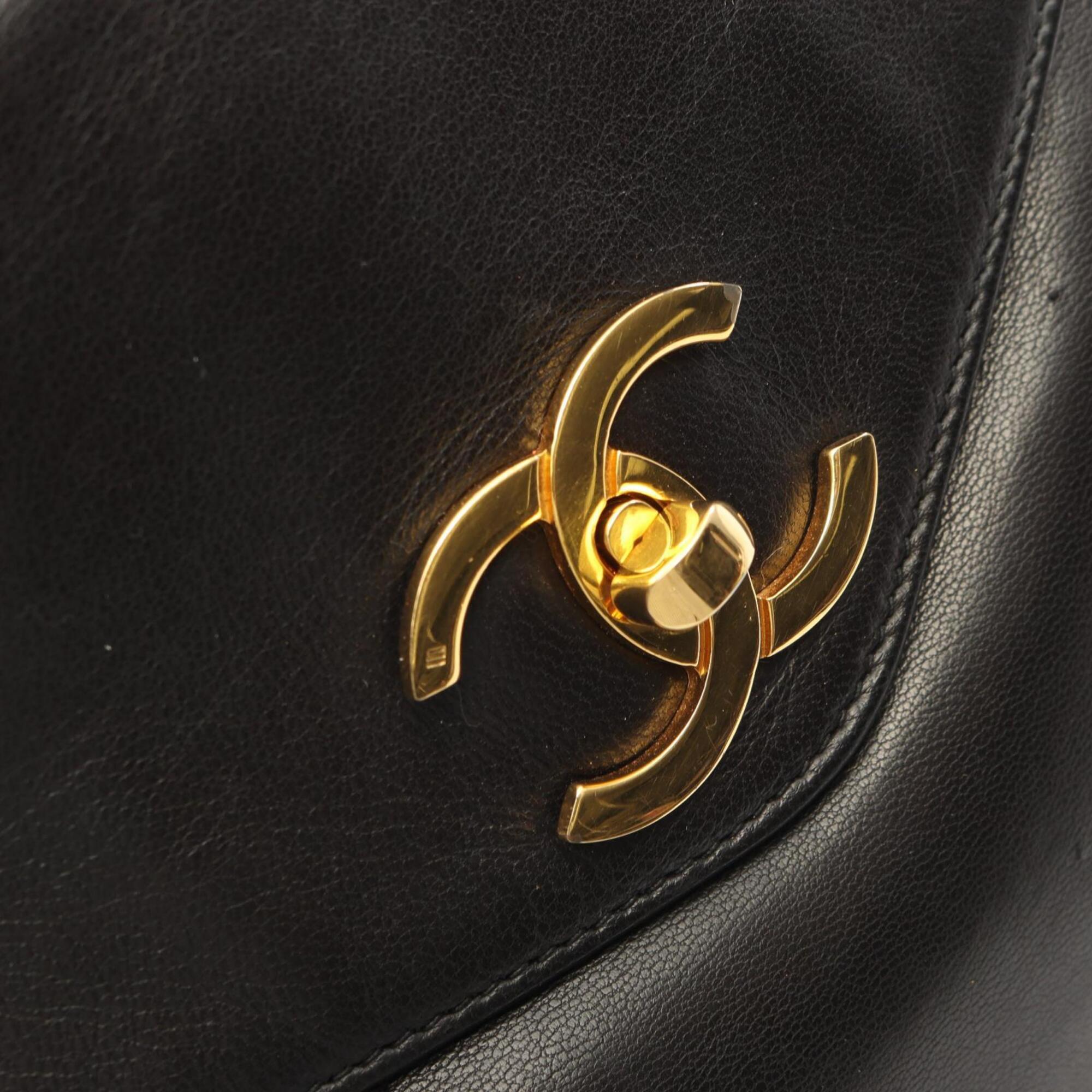 Chanel Black Leather Handbag Tote Bag (Pre-Owned)