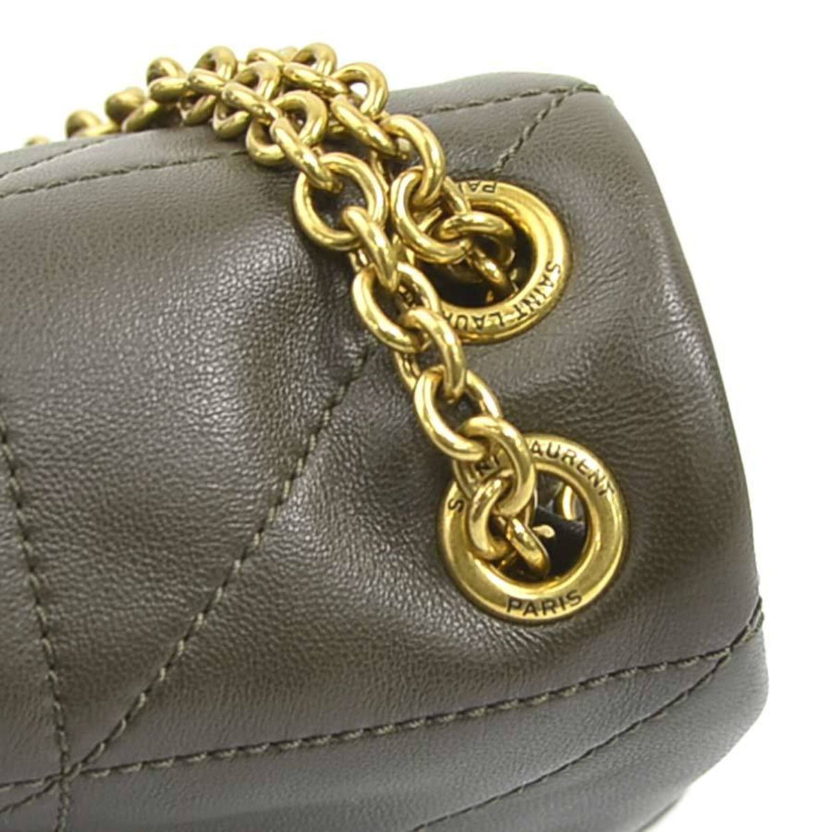 Saint Laurent Khaki Brown Leather Shoulder Bag (Pre-Owned)