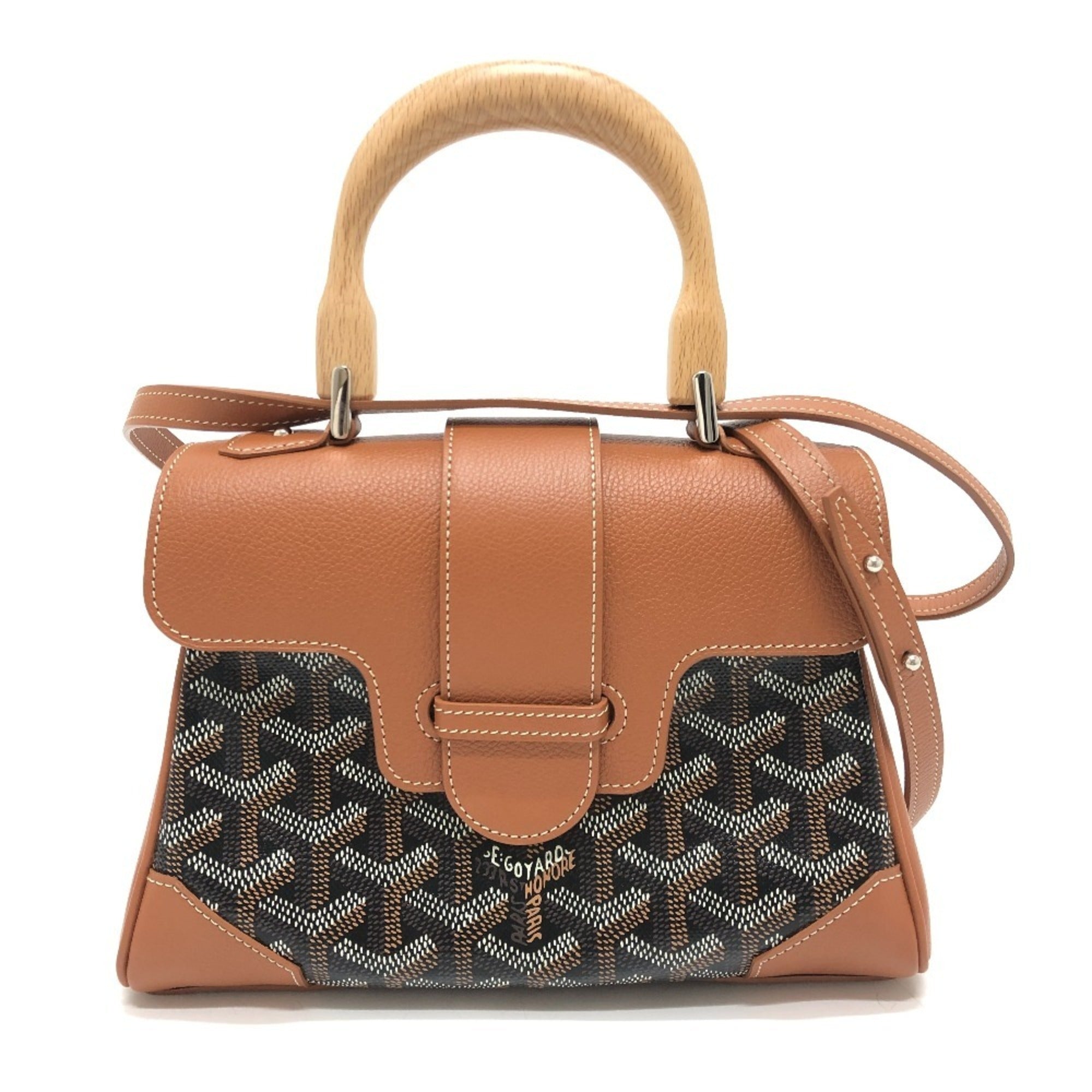 Goyard Black Brown Coated Canvas Leather Handbag Shoulder Bag (Pre-Owned)