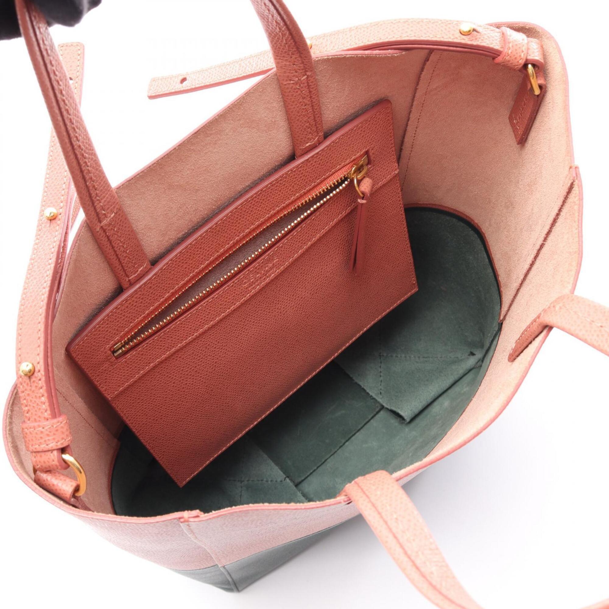 Celine Green Pink Leather Handbag Tote Bag (Pre-Owned)