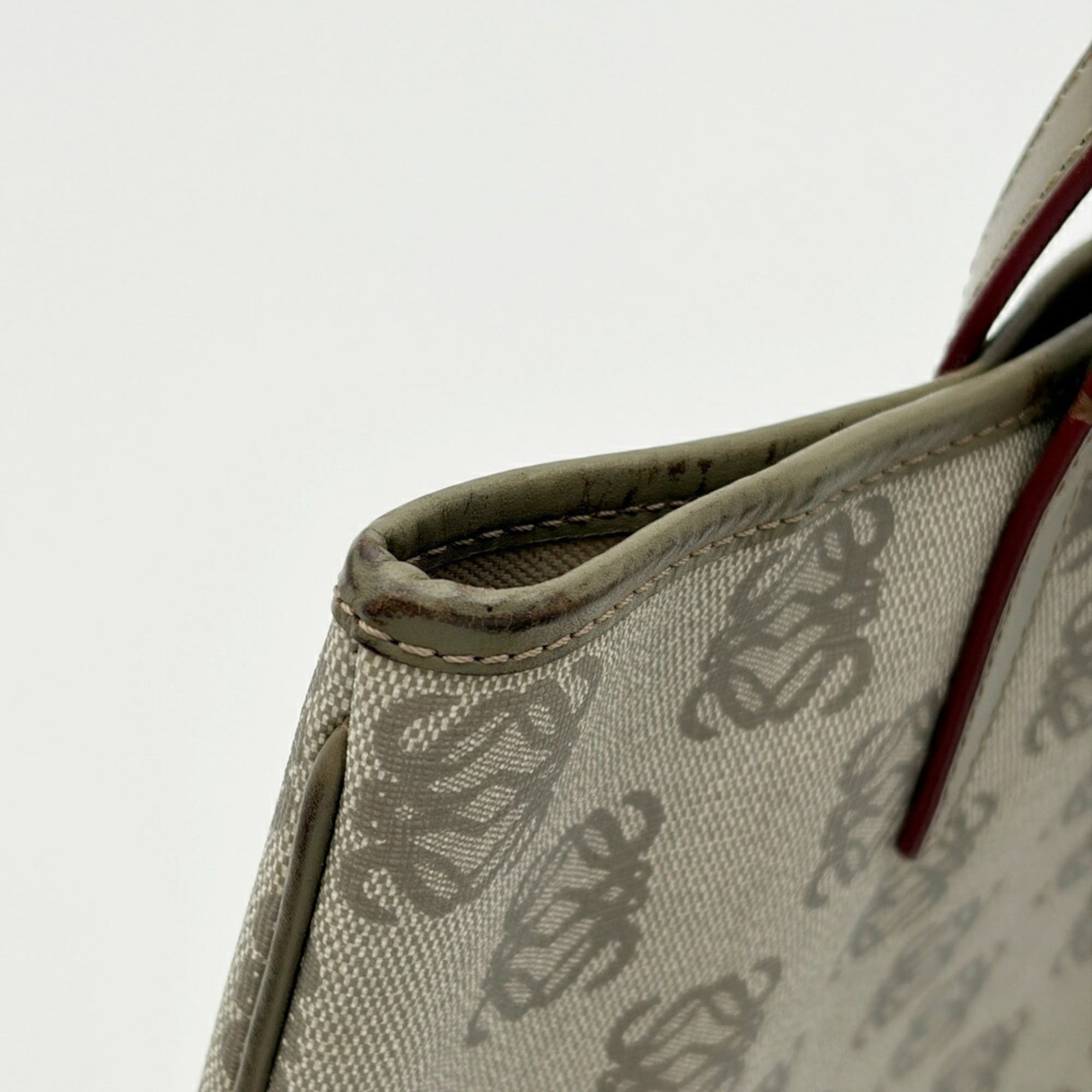 Loewe Gray Khaki Leather Pvc Handbag Tote Bag (Pre-Owned)