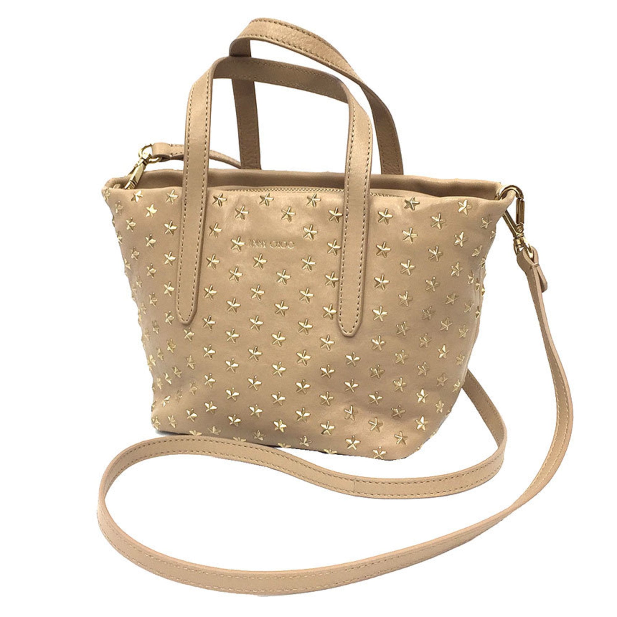 Jimmy Choo Gold Leather Handbag Shoulder Bag Tote Bag (Pre-Owned)