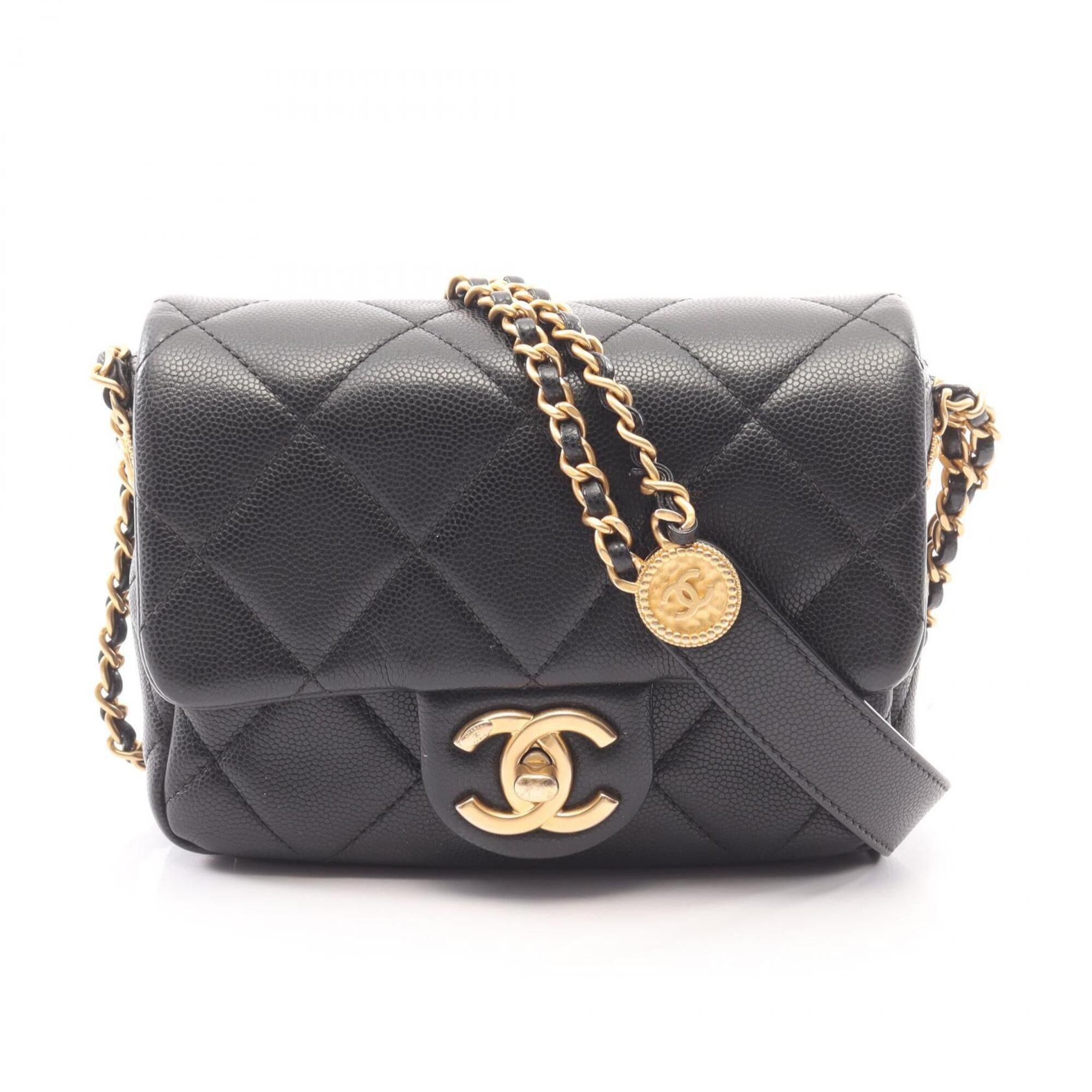 Chanel Black Grained Calfskin Handbag Shoulder Bag (Pre-Owned)
