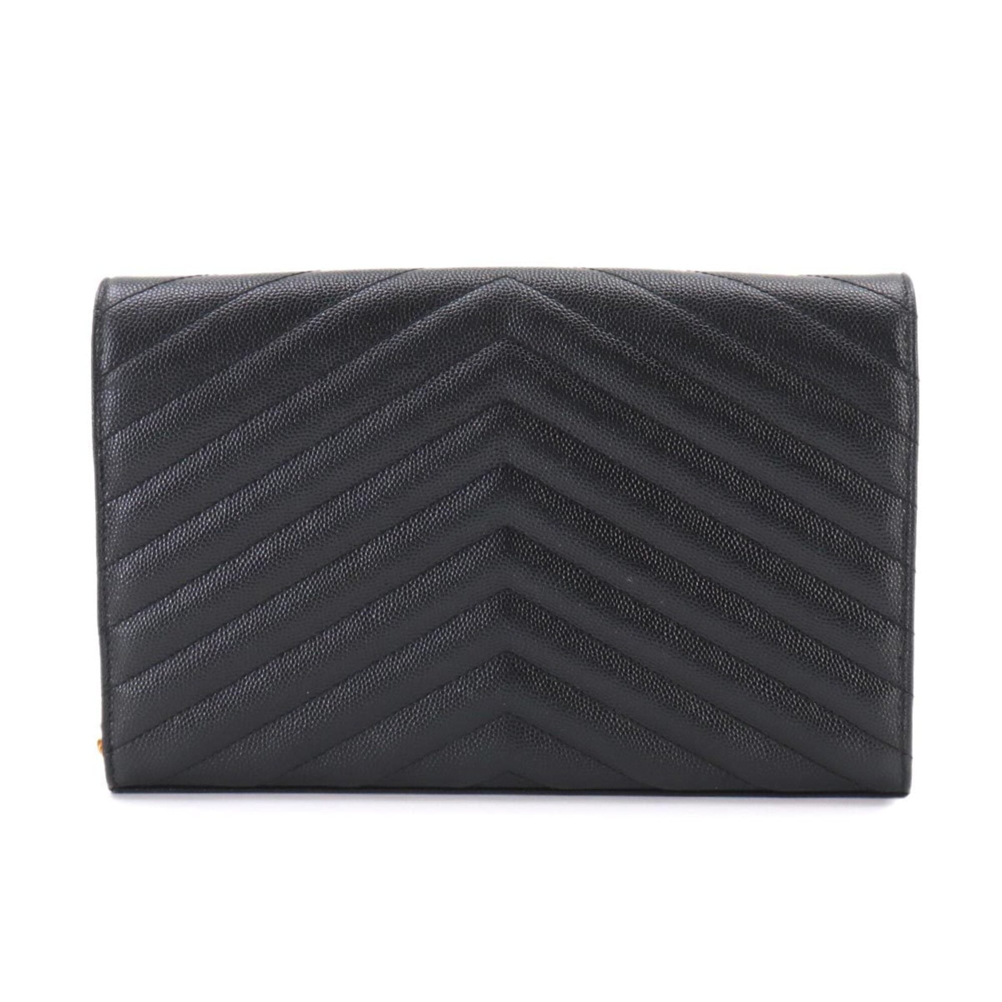 Saint Laurent Black Leather Chain/Shoulder Wallet (Pre-Owned)
