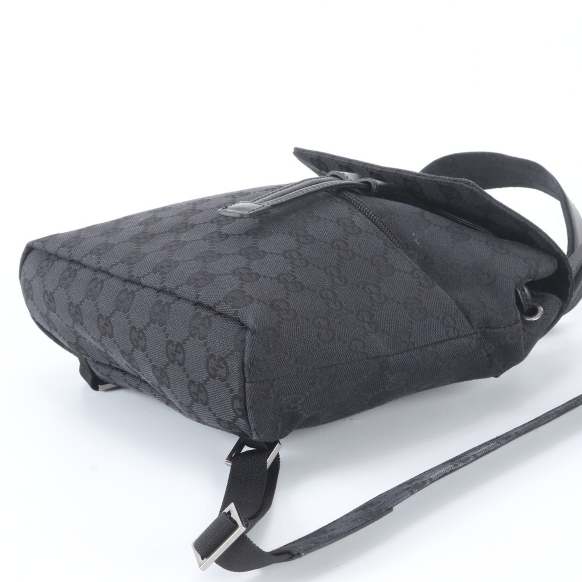 Gucci Gg Canvas Black Gg Canvas Leather Backpack Handbag (Pre-Owned)