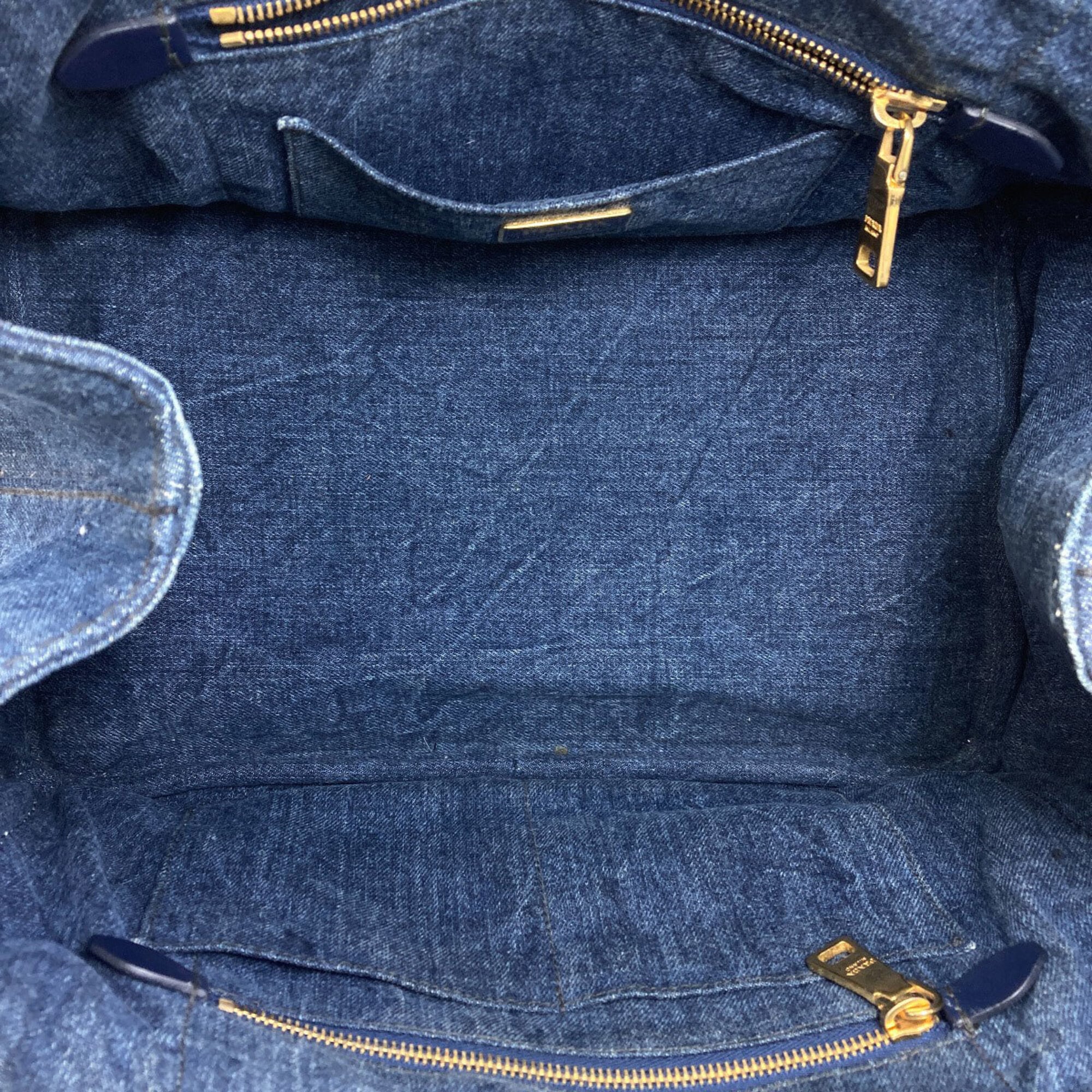 Prada Canapa Blue Denim Tote Bag (Pre-Owned)