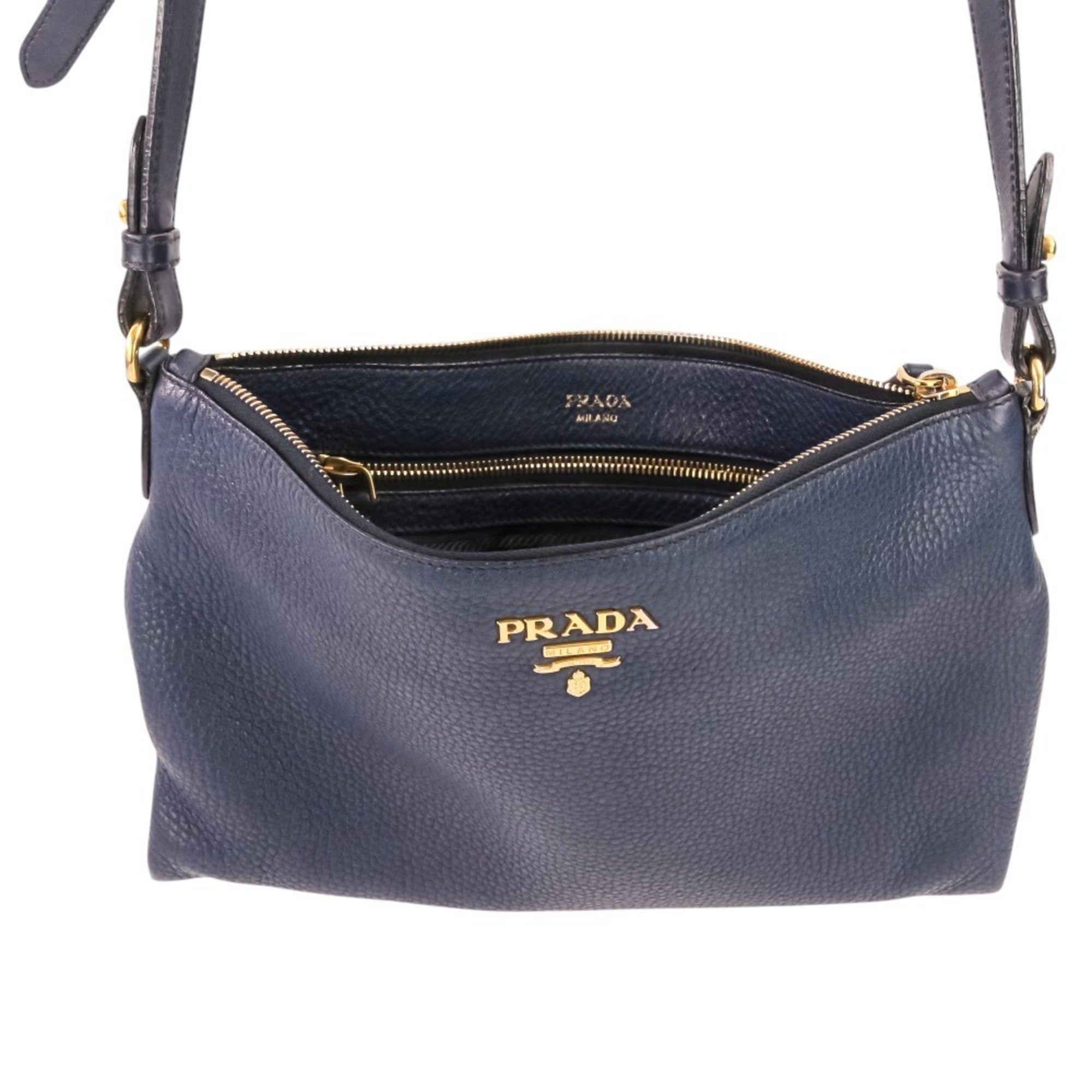 Prada Navy Leather Shoulder Bag (Pre-Owned)