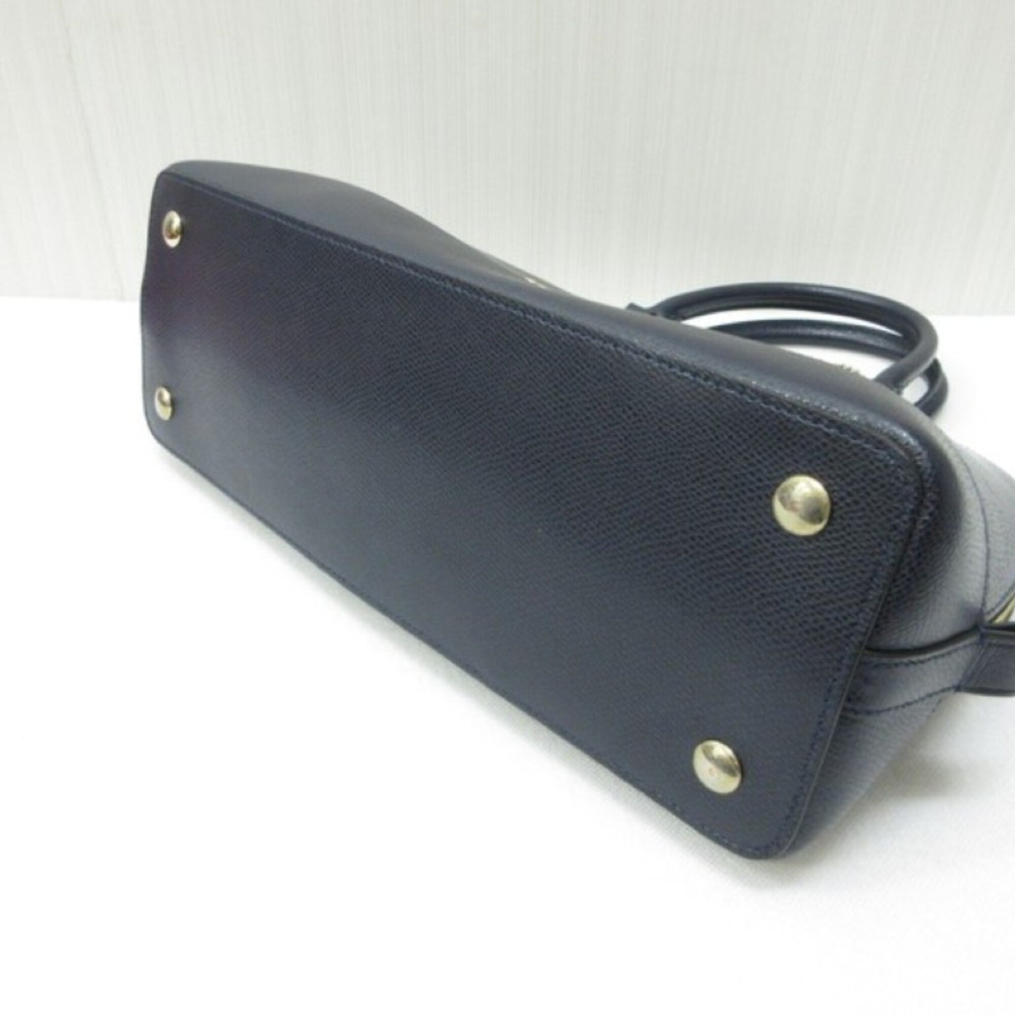 Coach Navy Leather Handbag Shoulder Bag Tote Bag (Pre-Owned)