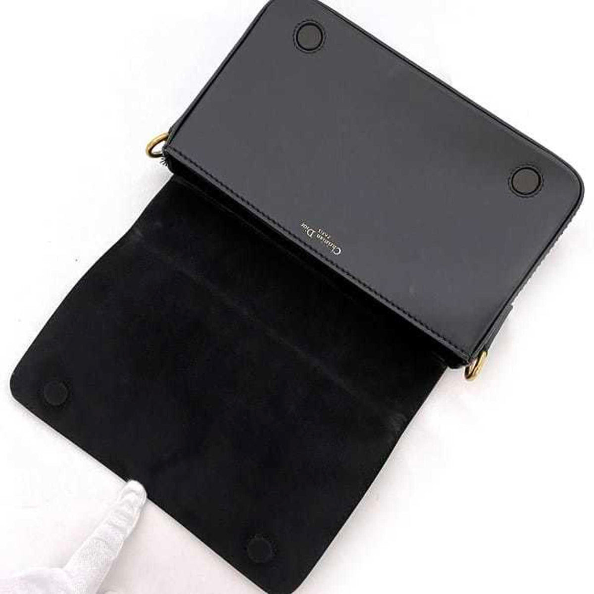Christian Dior Black Leather Clutch Bag Handbag (Pre-Owned)