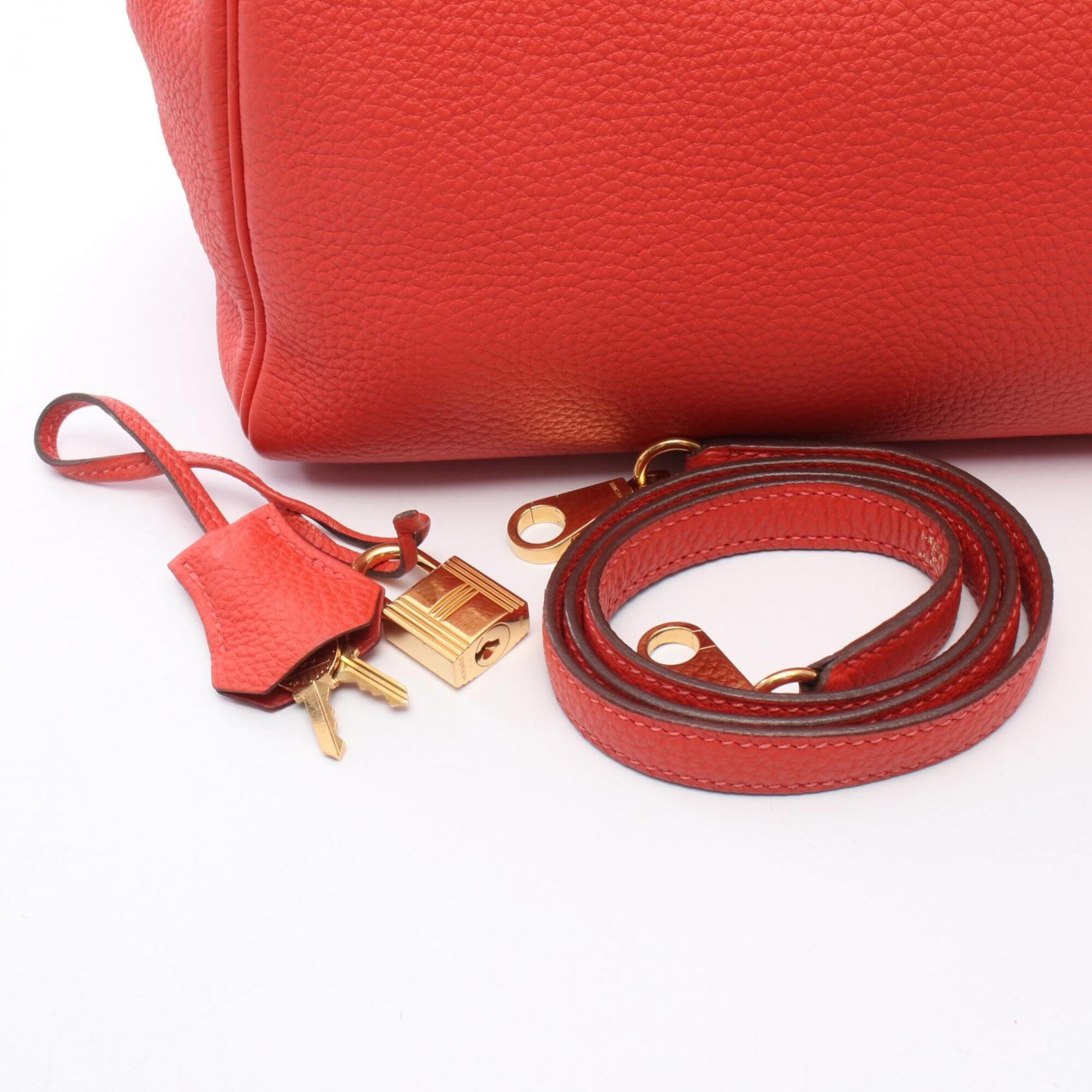 Hermes Red Color Togo Leather Leather Handbag (Pre-Owned)