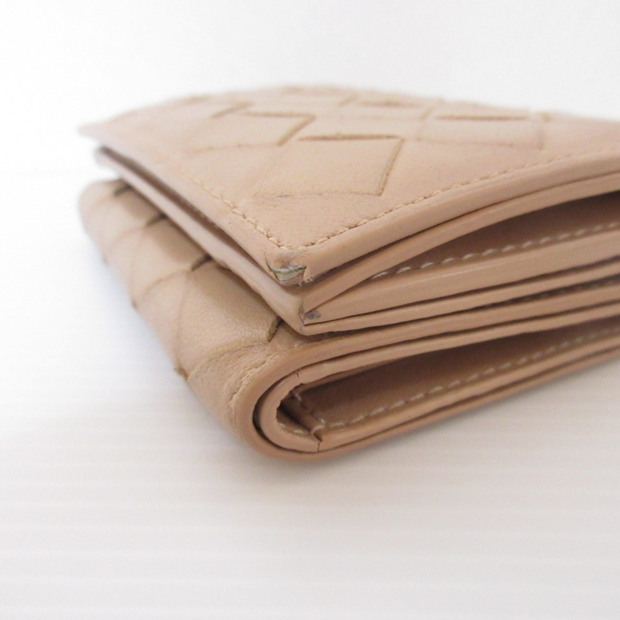 Bottega Veneta Beige Leather Wallet (Tri-Fold) (Pre-Owned)