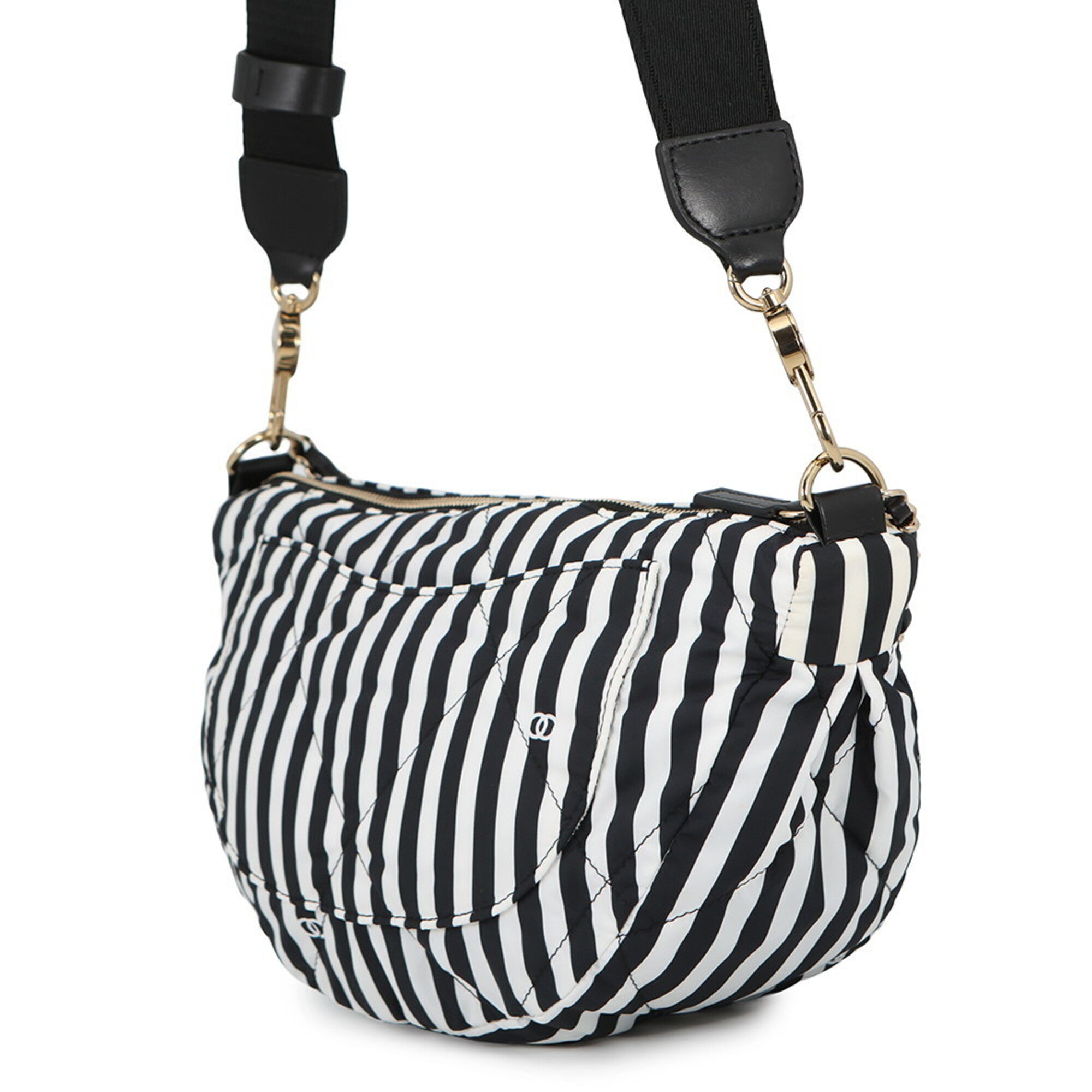 Chanel Black White Nylon Handbag Shoulder Bag (Pre-Owned)