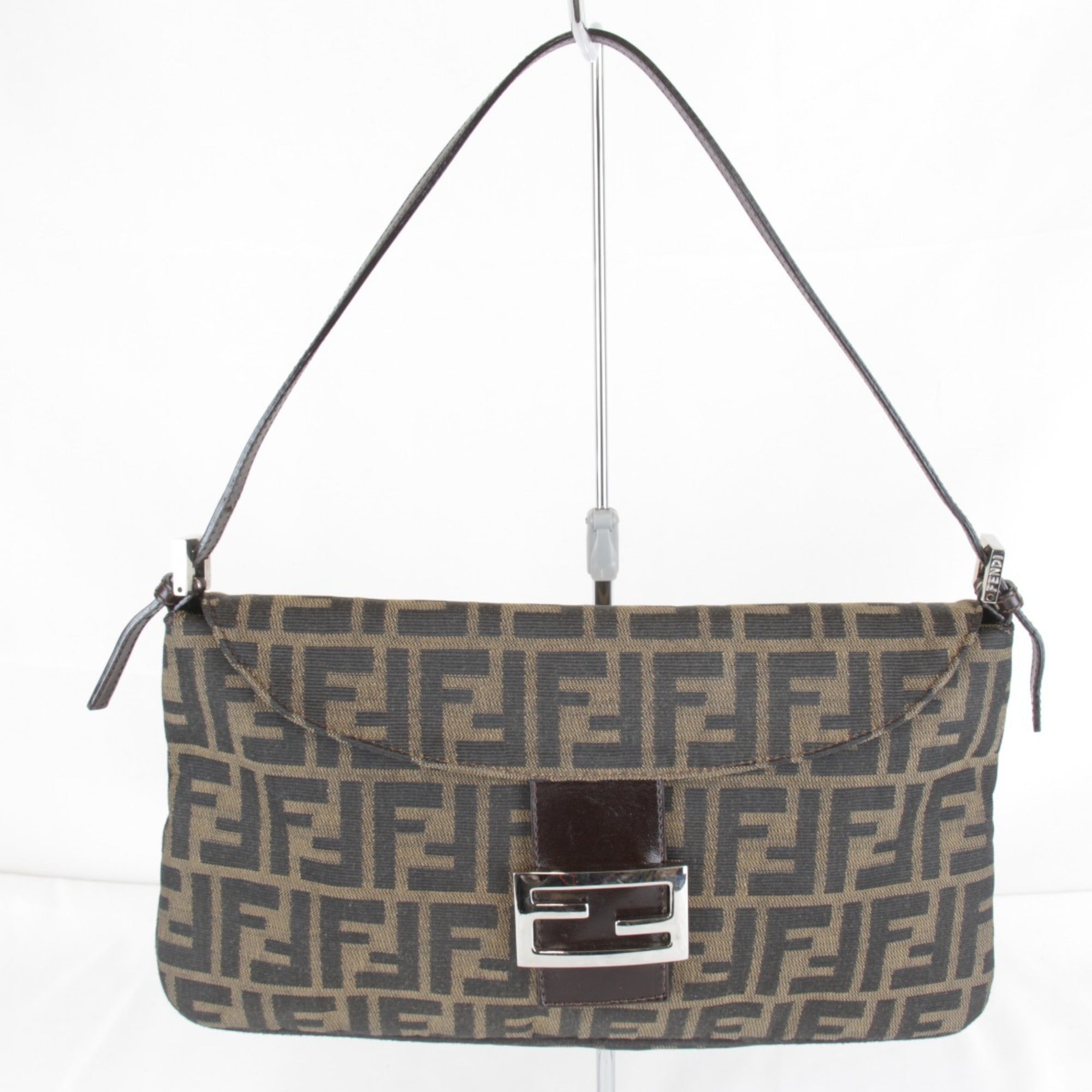 Fendi Brown Khaki Canvas Shoulder Bag (Pre-Owned)