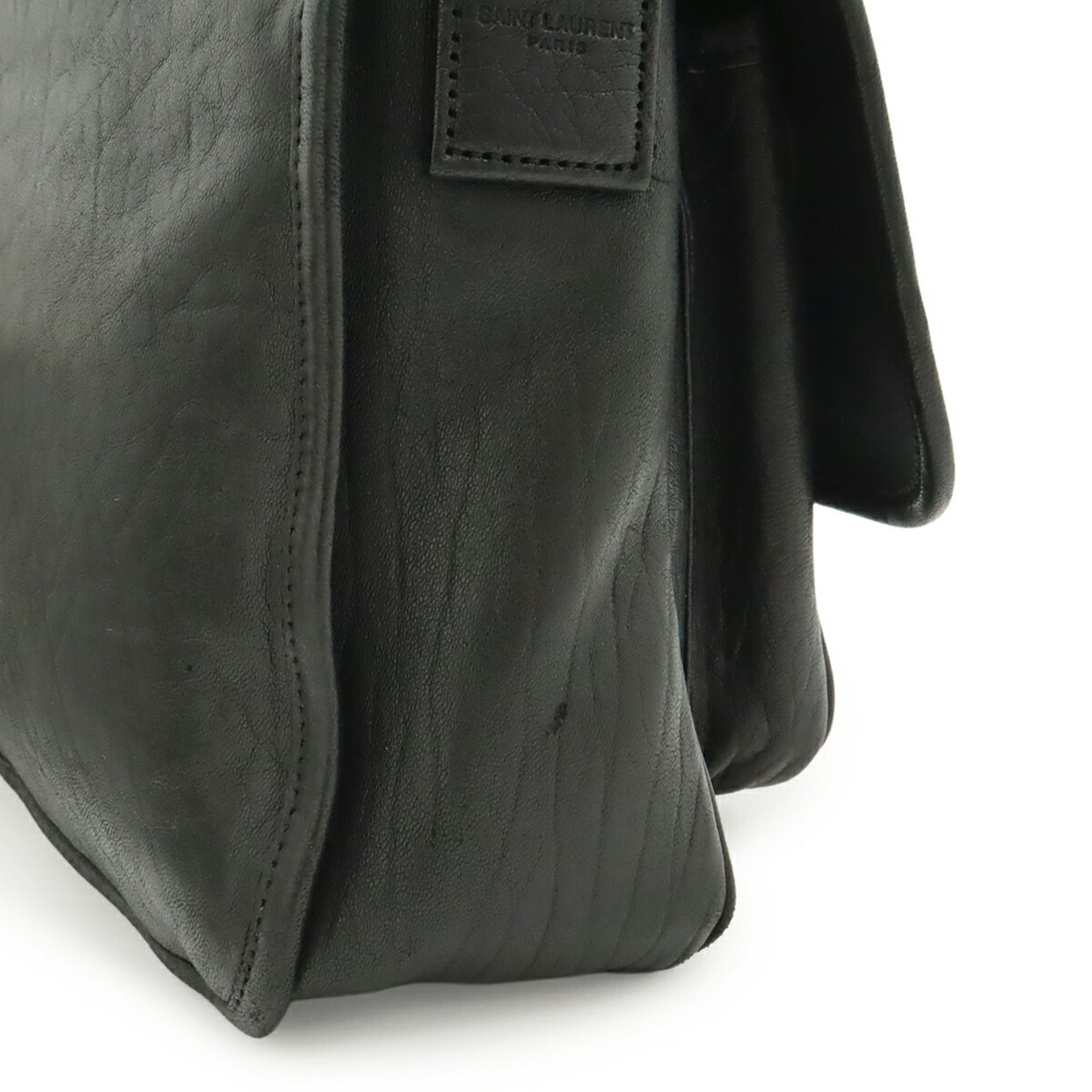 Yves Saint Laurent Black White Handbag Shoulder Bag (Pre-Owned)