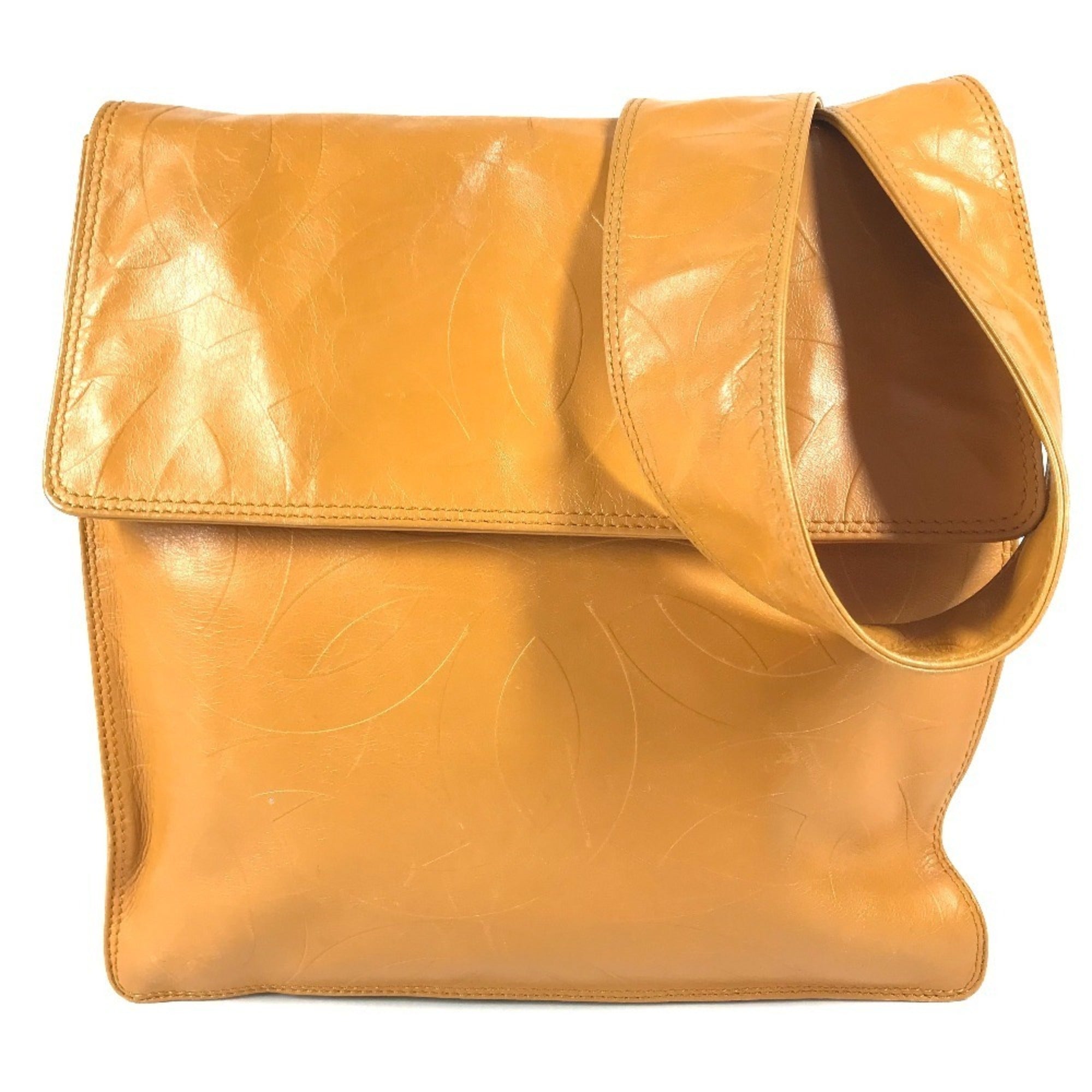 Chanel Orange Leather Pochette Shoulder Bag (Pre-Owned)