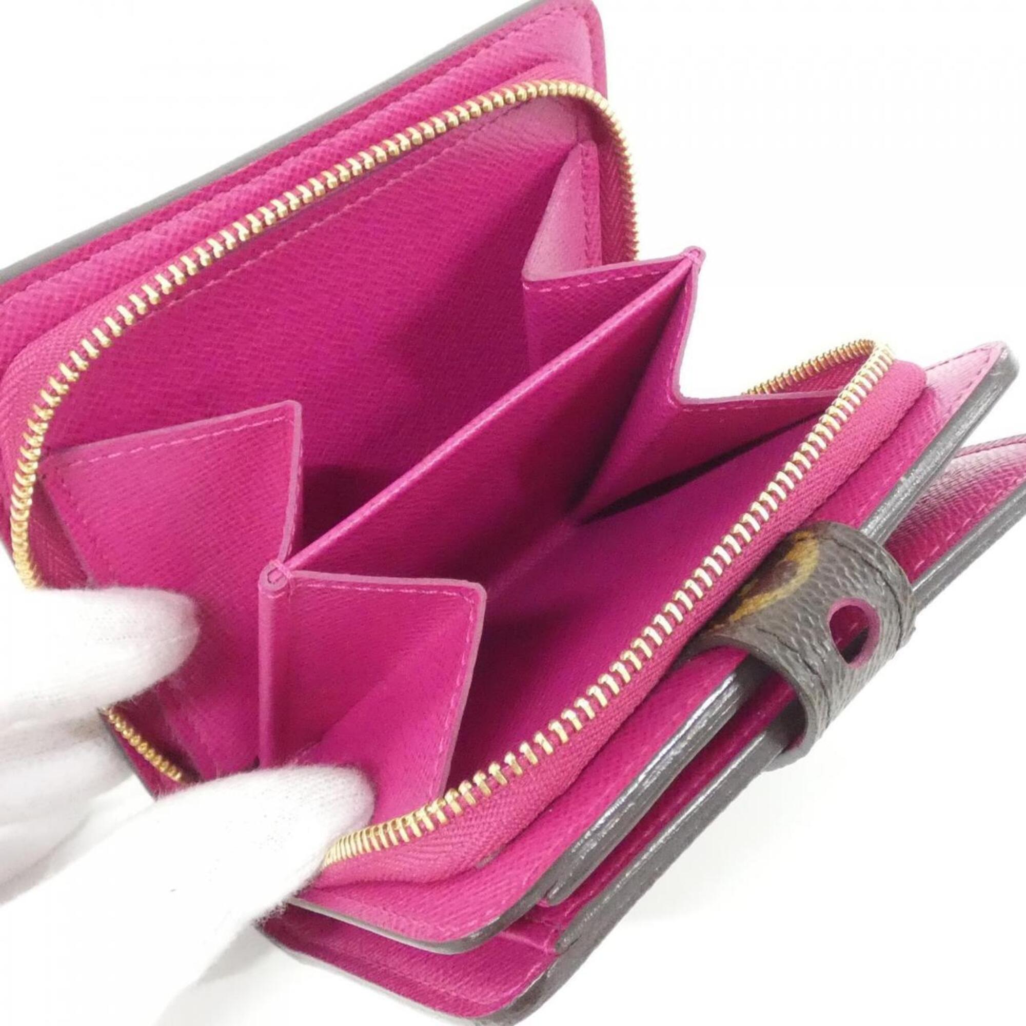 Louis Vuitton Fuchsia Marron Coated Canvas Wallet (Bi-Fold) (Pre-Owned)