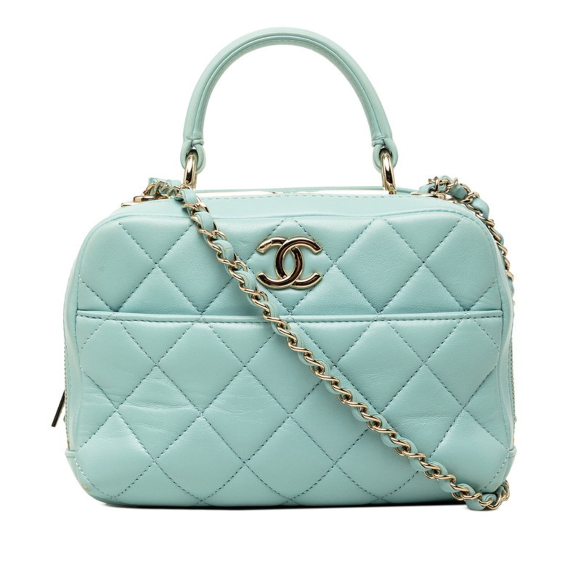 Chanel Matelasse Light Blue Leather Handbag Shoulder Bag (Pre-Owned)