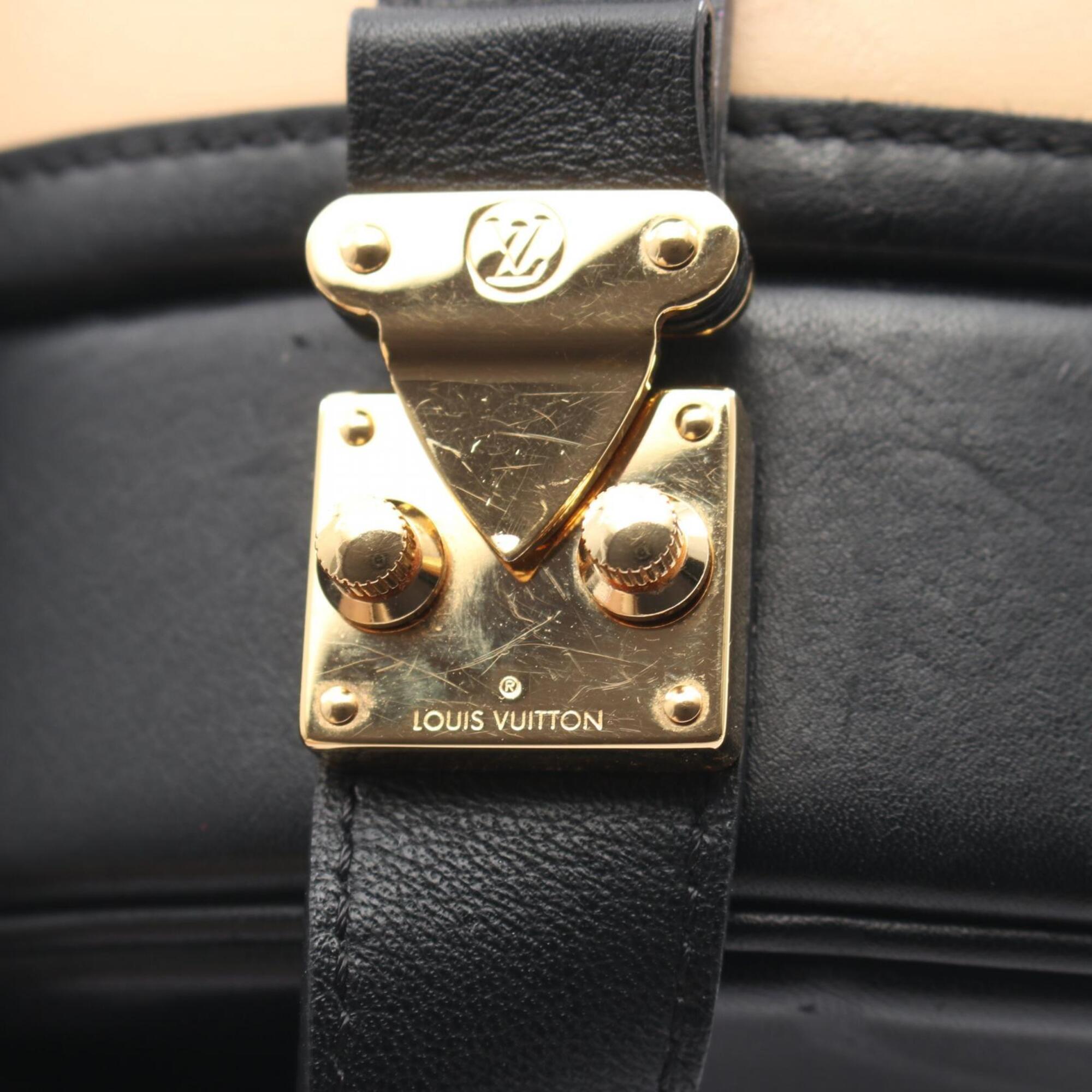 Louis Vuitton Beige Black Leather Handbag (Pre-Owned)