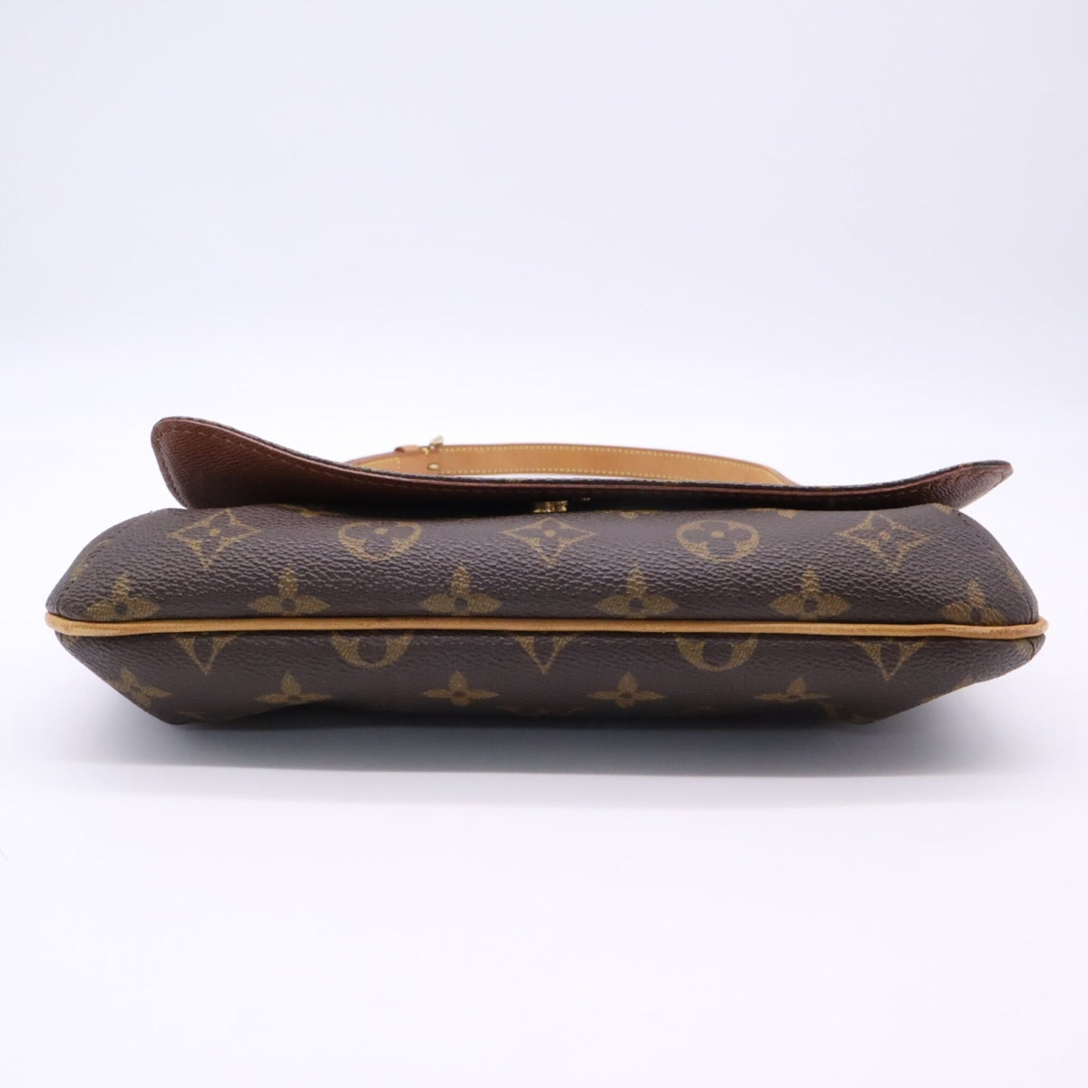 Louis Vuitton Beige Brown Coated Canvas Leather Shoulder Bag (Pre-Owned)