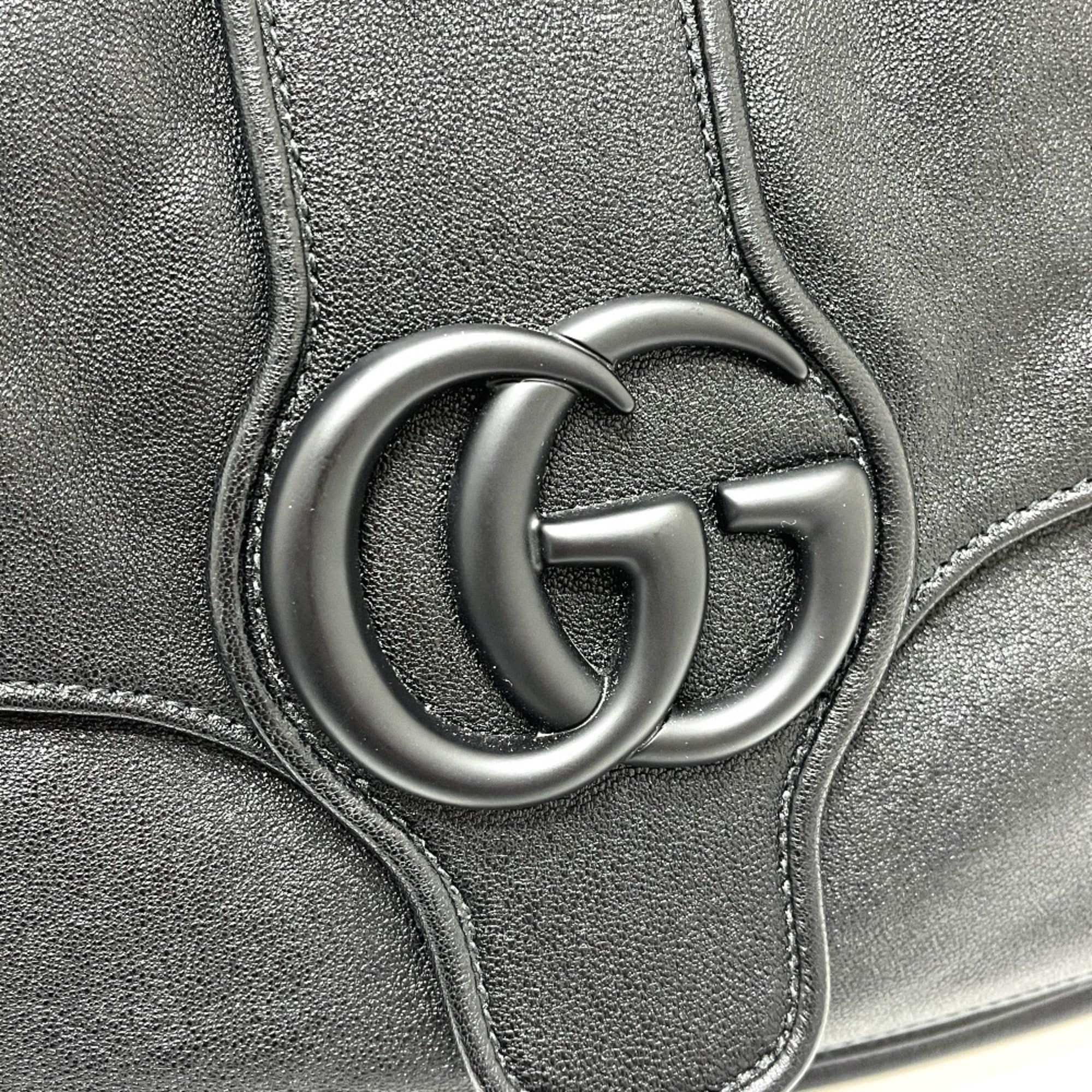 Gucci Gg Marmont Black Leather Handbag Shoulder Bag (Pre-Owned)