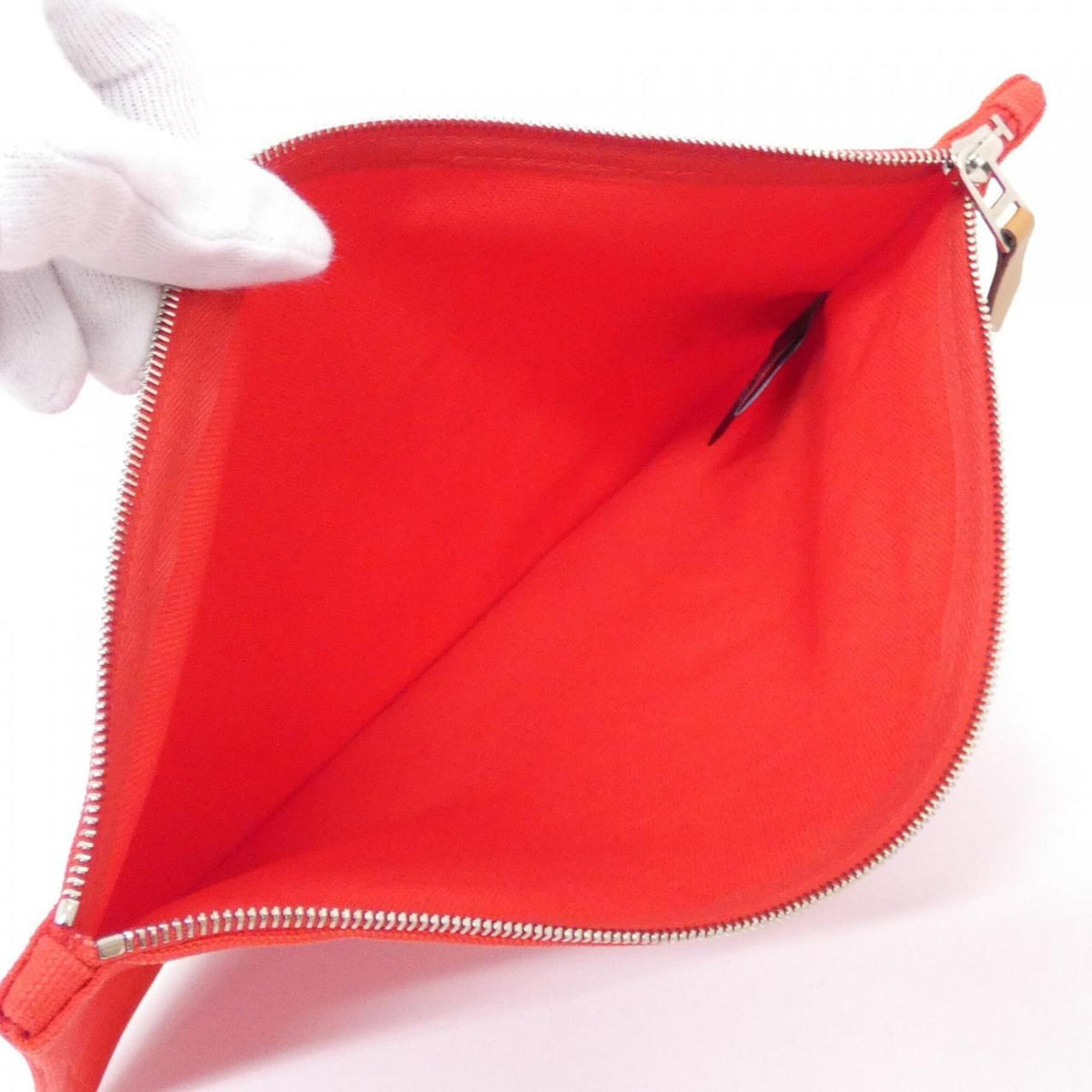 Hermes Red Color Canvas Handbag Pouch (Pre-Owned)