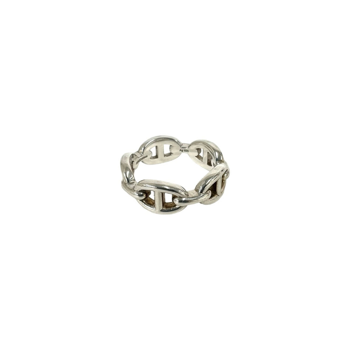 Hermes Silver Silver 925 Band Ring (Pre-Owned)